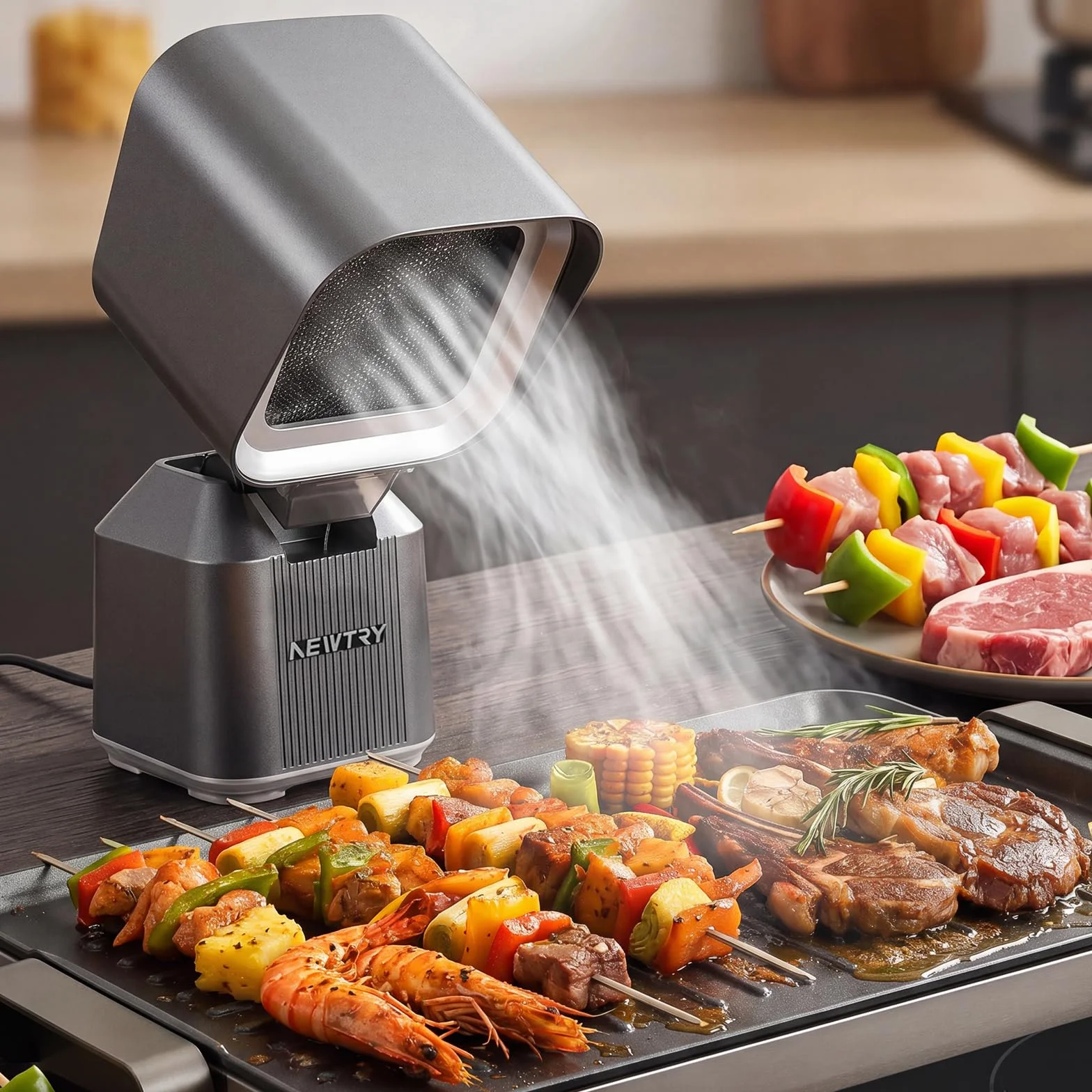 NEWTRY Campana extractora portátil, Mini Campana Sobremesa Portable con 2 filtros, Ideale per cucinare in casa e in campeggio, per grigliate e fondute