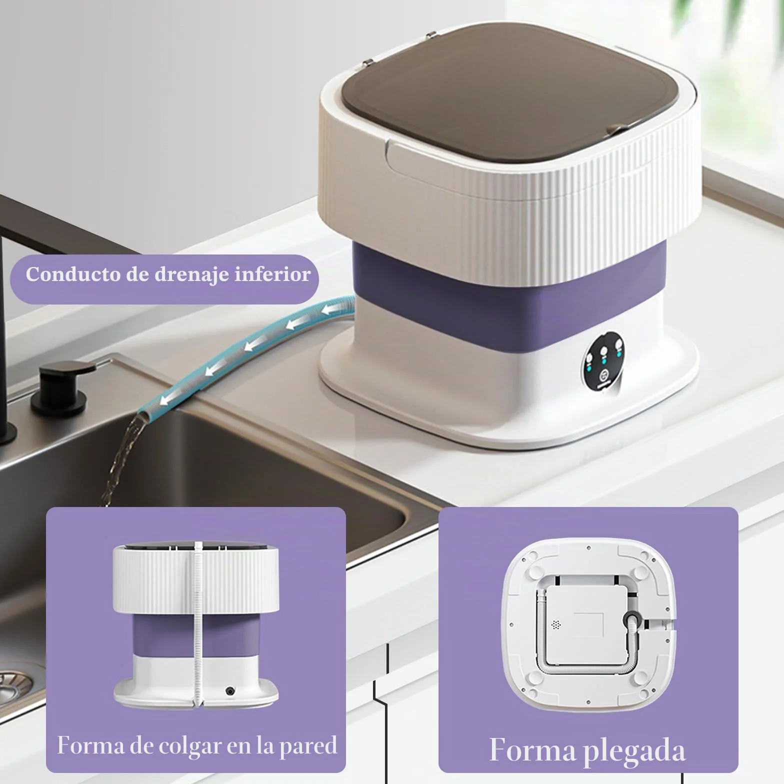 LIROPAU Mini lavadora portátil, 15 L, para camping, con centrifugado, limpieza profunda de ropa interior, ropa de bebé, calcetines para apartamentos, dormitorios, viajes, coches de turismo