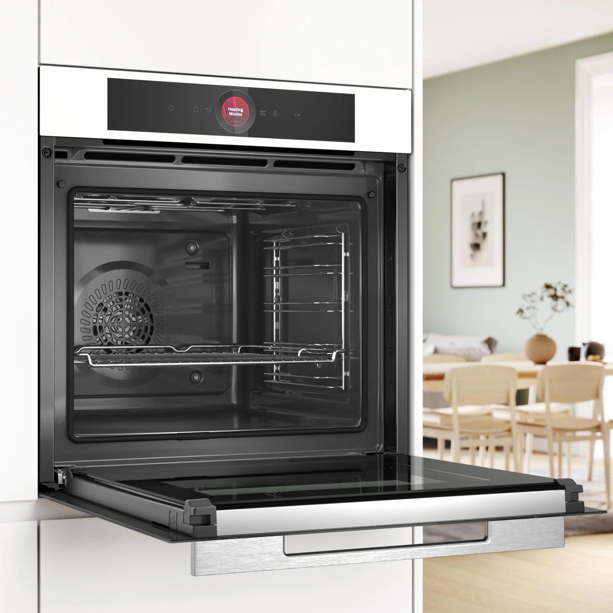 Bosch - Horno Multifunción, 60 cm, Serie 8, Electrónica TFT TouchControl, AirFry, Función Assist, Home Connect, Pirólisis, Blanco, HBG7741W1