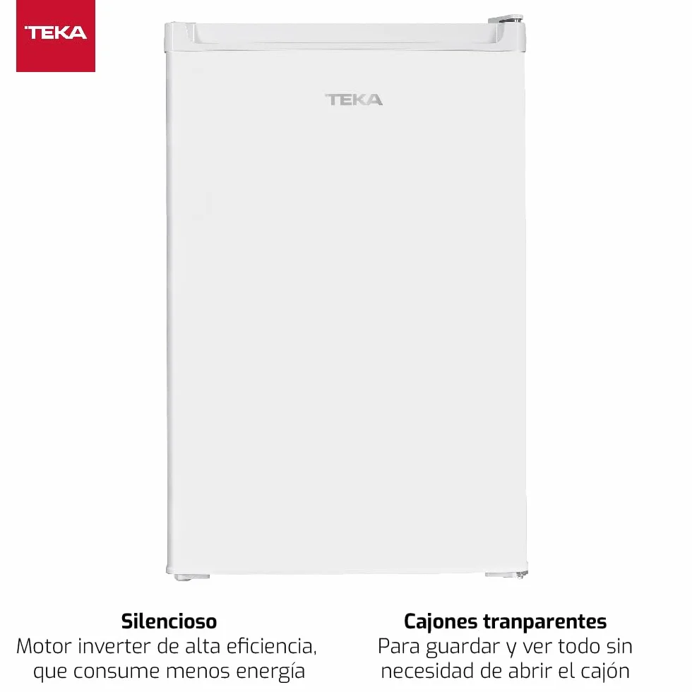 TEKA Mini Congelador Libre Instalación, Motor Inverter, 91 Litros, 1 Puerta, Cajones Transparentes, Puerta Reversible, RSF 10140 WH