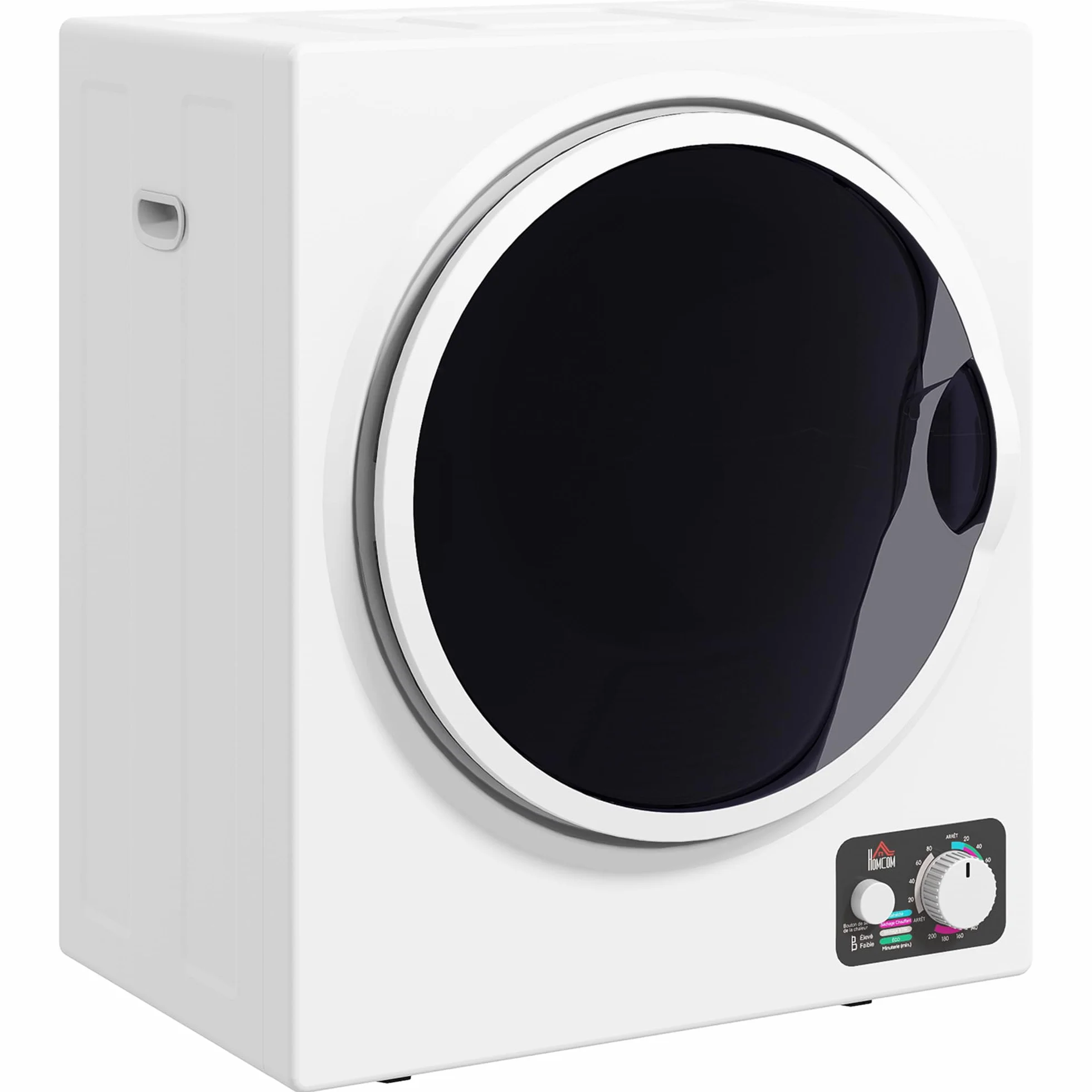 HOMCOM Secadora portátil con tubo de evacuación, secadora eléctrica 850 W, 4 Kg, 4 modos de secado, 2 niveles de calentamiento, tambor de acero inoxidable, instalación en pared, para apartamento