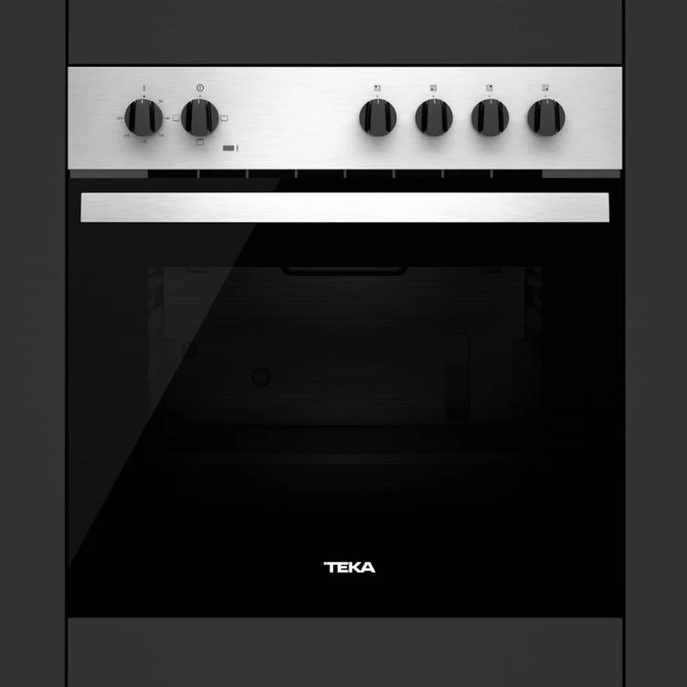 Teka HBE 435 ME - Horno Polivalente Convencional de 60 cm, 3 Funciones de Cocinado, Puerta 2 Cristales, Bandeja Profunda Esmaltada, Color Acero Inoxidable