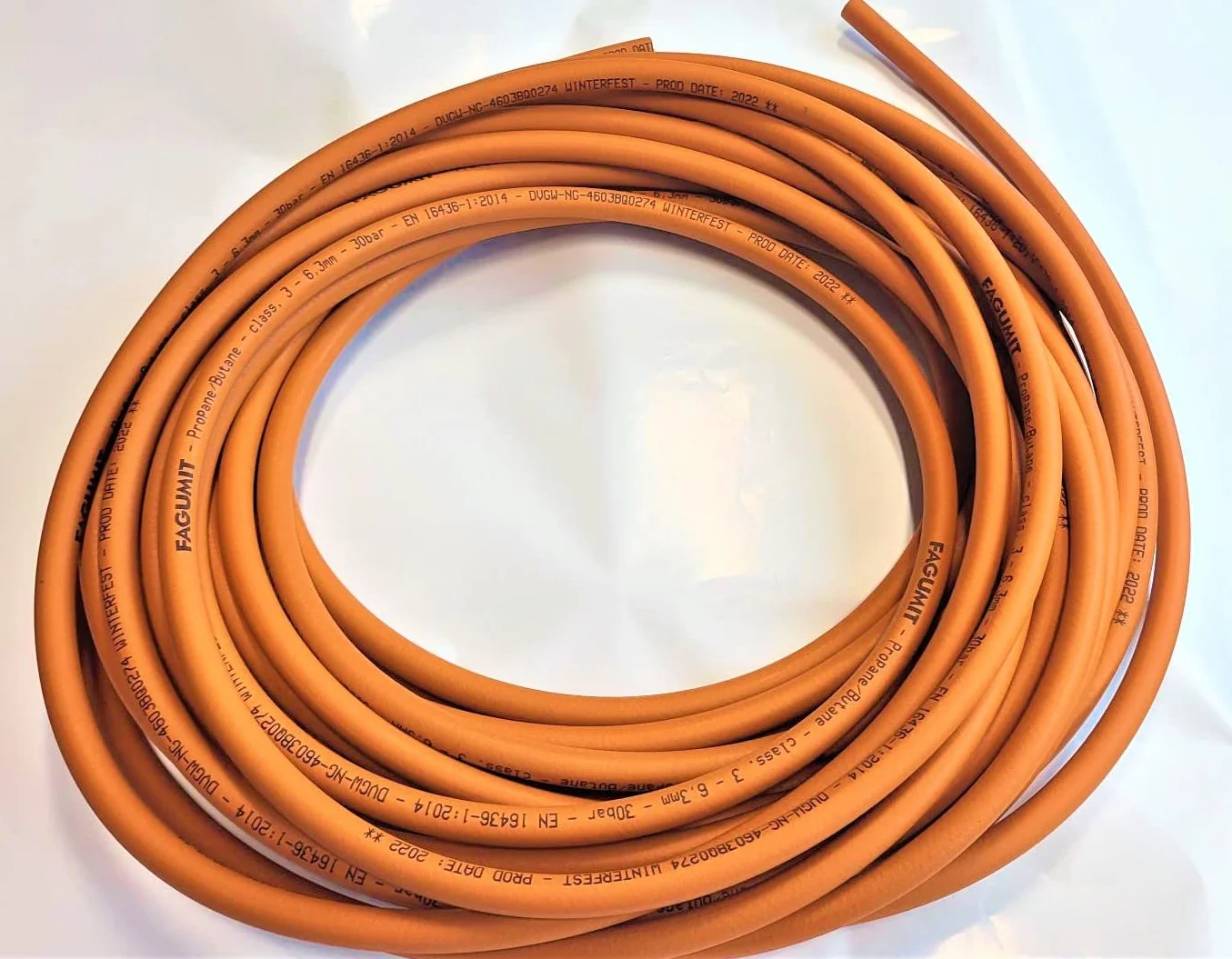 Propan Butan Manguera de Gas (Muy flexible) 500cm (5m) | 30bar | Ø6.3mm (16mm esterno) | Acoplamiento rápido | -30°C | Pantalones para cocineros de camping | 50 m bobina entera o por metros