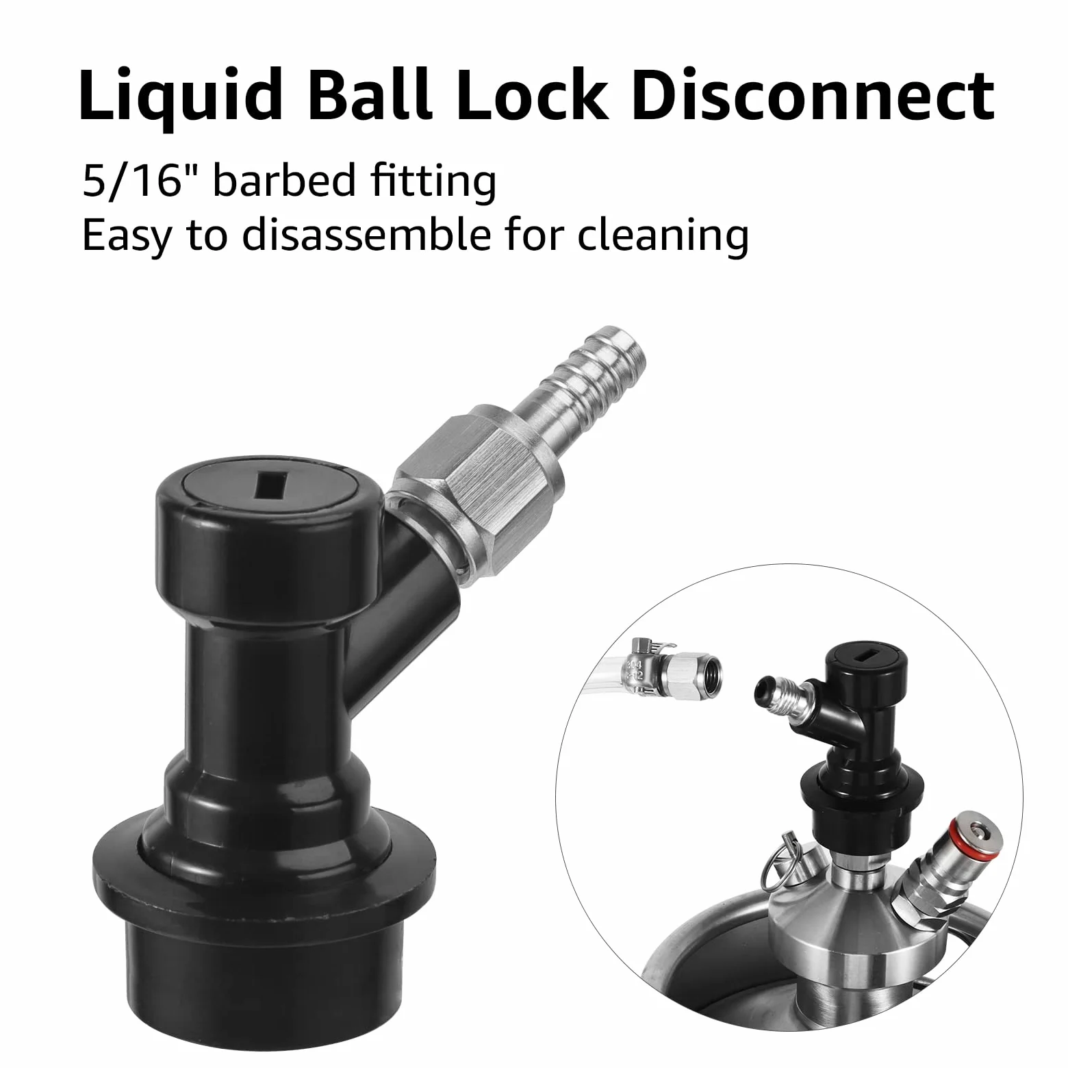 Llave de bola de 5 pies, llave de picnic, bloqueo de bola, línea de cerveza, línea de cerveza, desconexión de bloqueo de bola líquida, para dispensar cerveza sin fugas (paquete de 2)