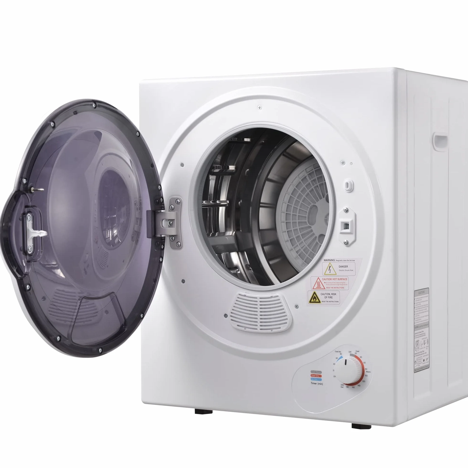 Secadora de Evacuación 2,5 kg, Secadora de Ropa 850 W, Montable en la Pared Secadora de Ropa con Tambor Inox, Temporizador de 200 Minutos, temperatura de secado de 65 °C, 59x50x42 cm, Blanco
