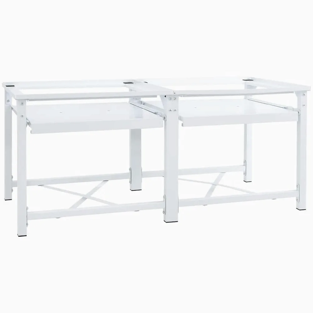 Soporte para lavadora con 2 estantes extensibles, color blanco, elevador de lavadora, base para debajo del armario, pedestal para frigoríficos, secadores