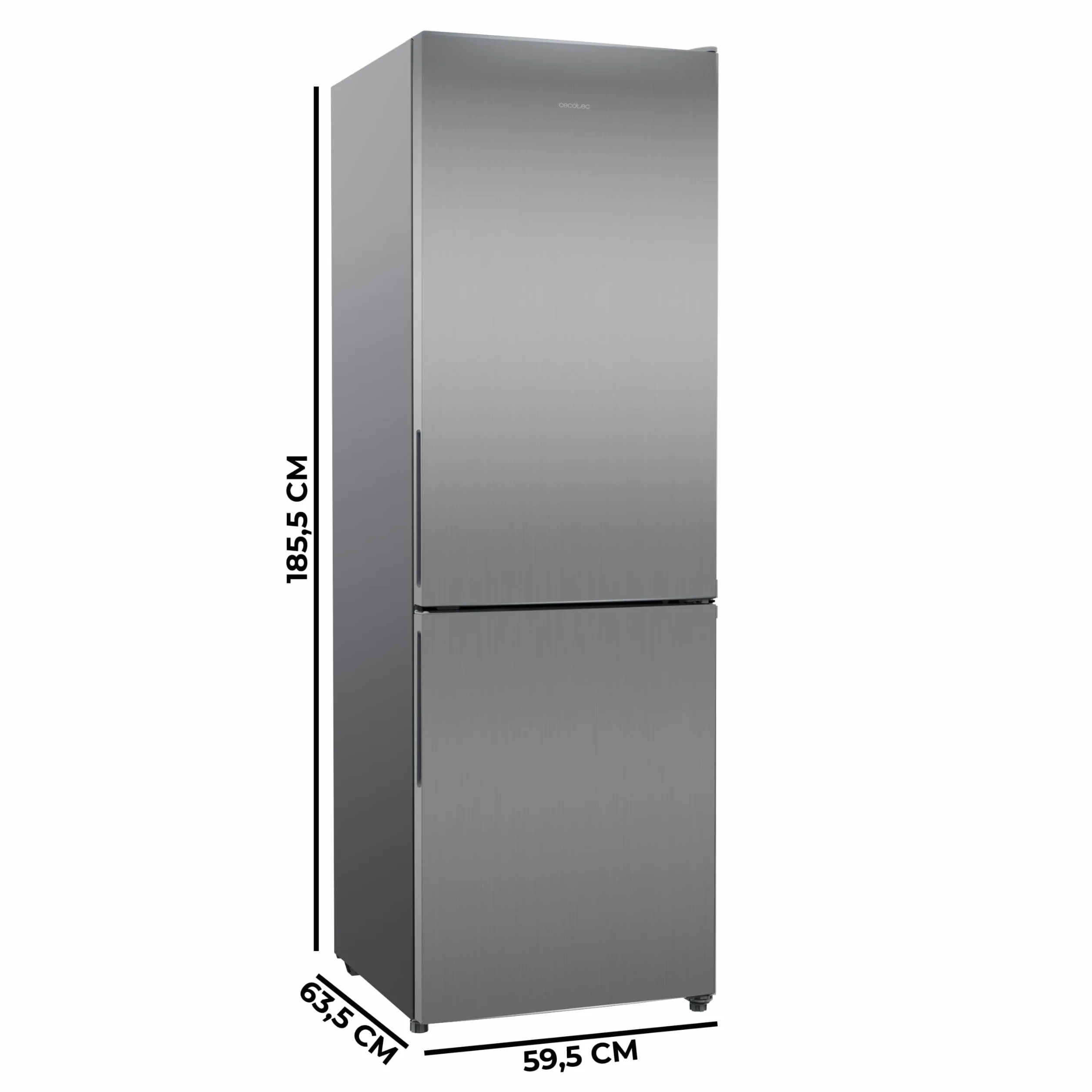 Cecotec Frigorífico Combi 322L Bolero CoolMarket Combi 322i Inox D. 185,5cm de Alto, 59,5cm de Ancho, Tecnología Multi Airflow, HumidityFlex HUB, LED Interior