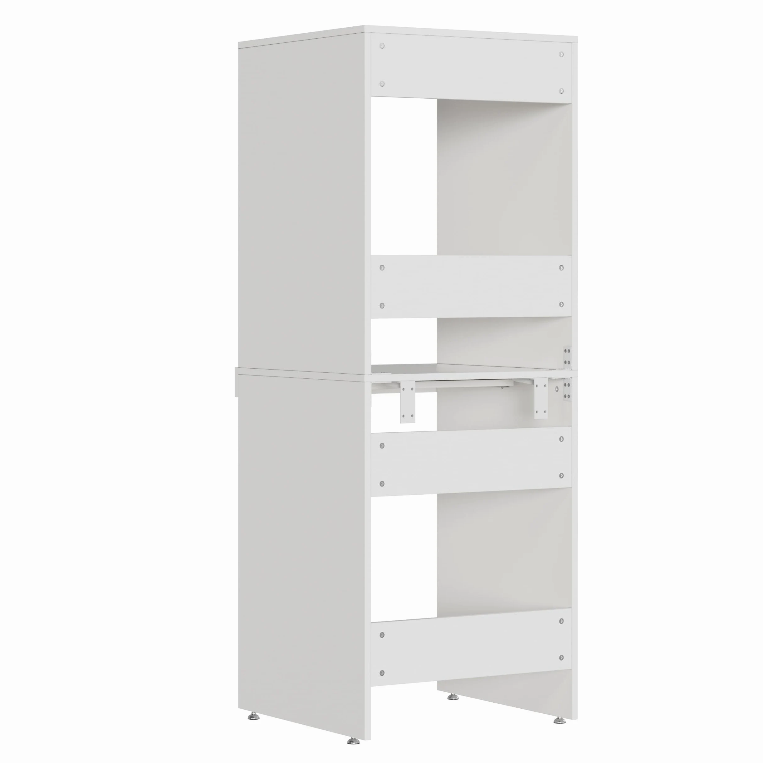 MSFE Armario para Lavadora y Secadora, Mueble Lavadora Secadora con Tabla Extensible, Kit de Apilamiento para Lavadoras y Secadoras, 180 x 65 x 66 cm, fijada a la Pared, Dos Paquetes