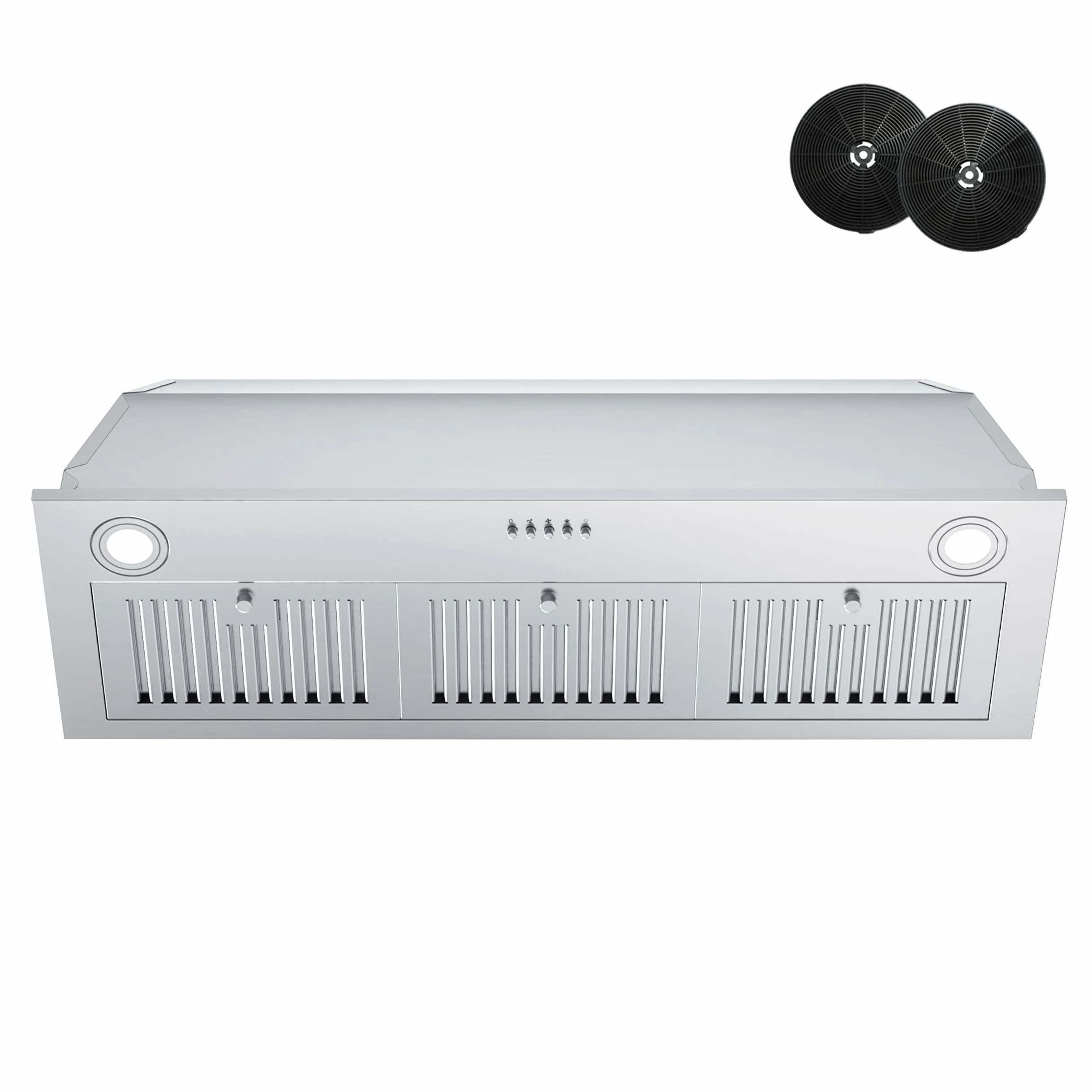 FIREGAS - Campana extractora de 36 pulgadas, campana de cocina integrada con 600 CFM, campana de ventilación convertible sin conductos, ventilación de acero inoxidable con botón de empuje, filtros