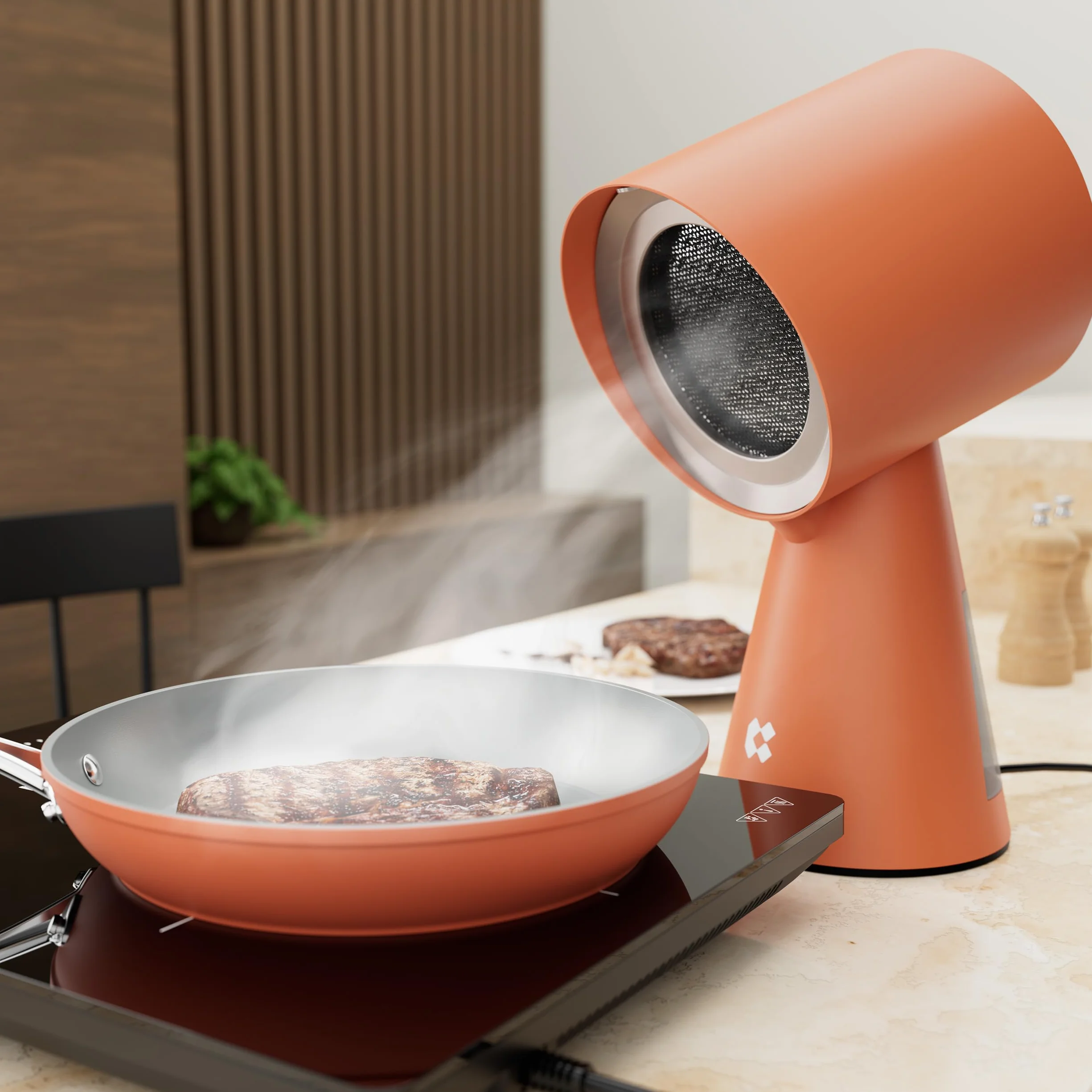 CIARRA CBPHO01 Campana Extractora de Escritorio 11.5kW/h 2 Velocidades, Mini Campana Sobremesa Portable, Extractor cocina mútiples filtración-Naranja