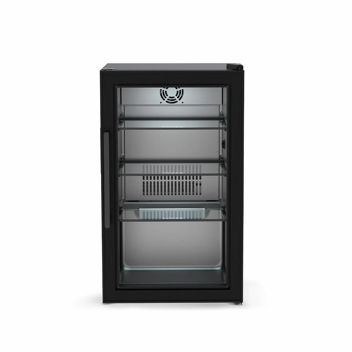 Cozze® Elements - Frigorífico de exterior 63 L – Vitrina de bebidas con puerta de cristal templado, luz LED, pantalla digital, 3 estantes de cristal, refrigeración por compresor 3-10 °C, enchufe IP44
