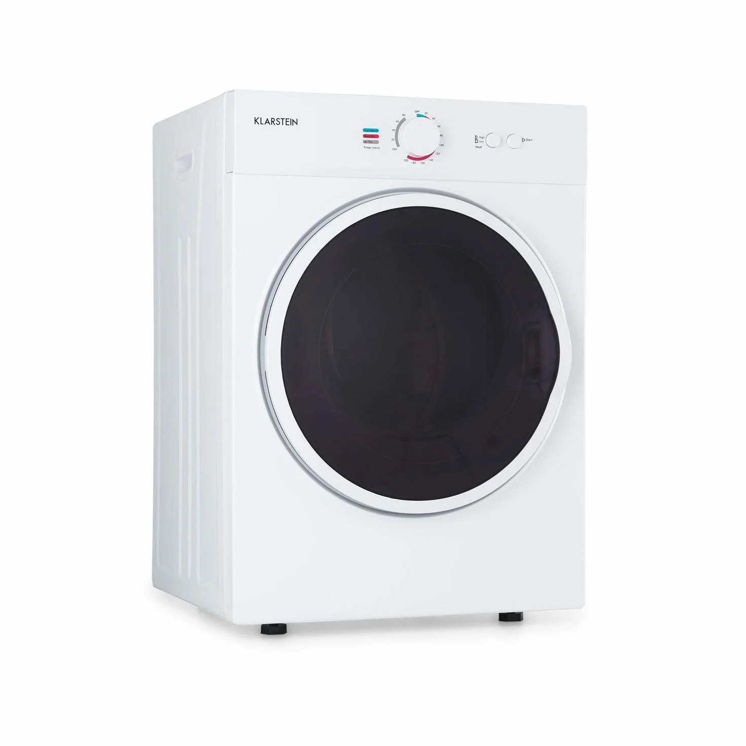 Klarstein Jet Set - Secadora de ropa por salida de aire, Potencia 1020 W, 2 niveles, Temporizador 20-200 min., Tambor de acero inoxidable, Capacidad 3 kg, 60 dB, 49 x 69 x 47,5 cm, Blanco seda