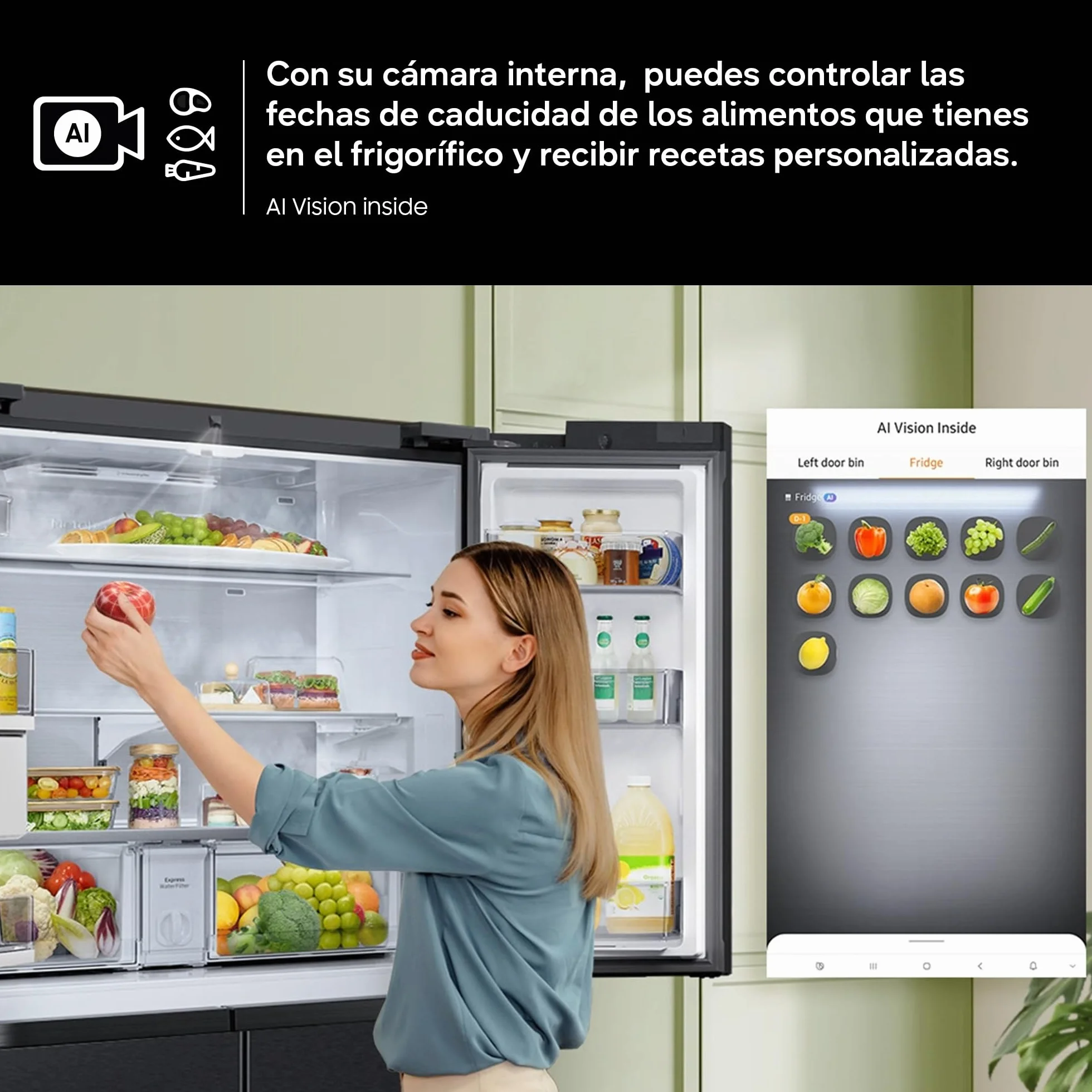 Samsung Frigorífico French Door Bespoke AI Family Hub 183cm 636L Clase E Grafito RF65DG9H0EB1EF
