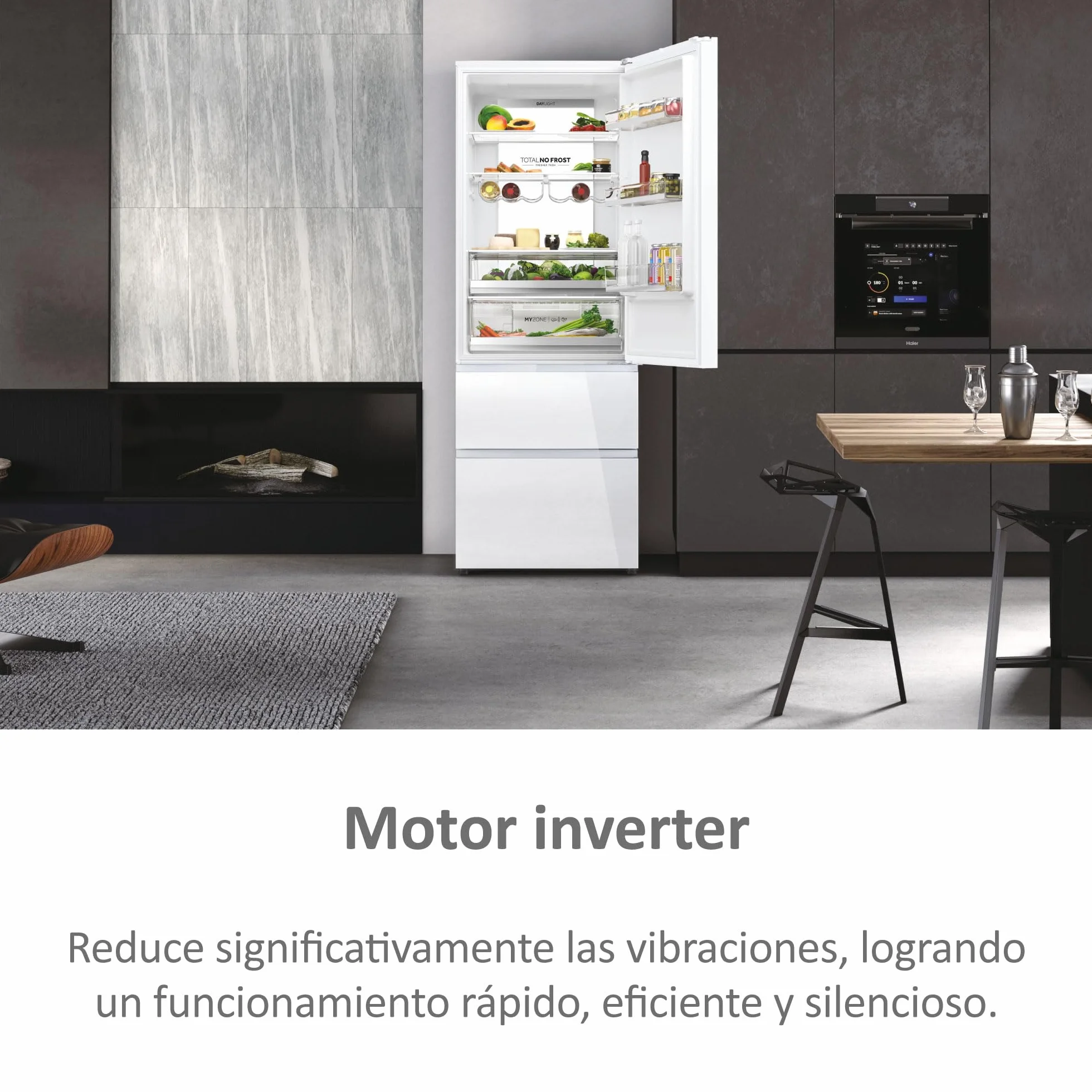 Haier Frigorífico Combi 3D 70 Series 7 HTW7720DNGW 483L Total No Frost Motor Inverter Blanco