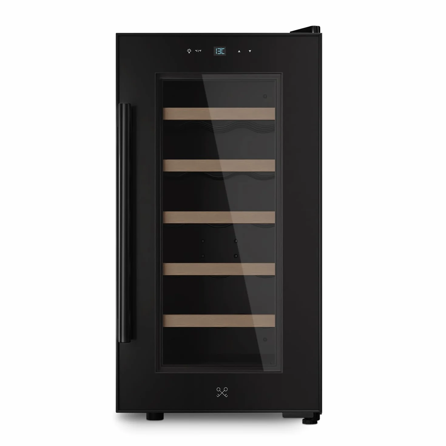 LES PETITS CHAMPS Vinoteca 18 Botellas CAVCB18 Black Edition, 50L, 5 Estantes, Regulable de 11 a 18°C, Enfriamiento Termoeléctrico, Diseño Elegante, LED, Anti-UV