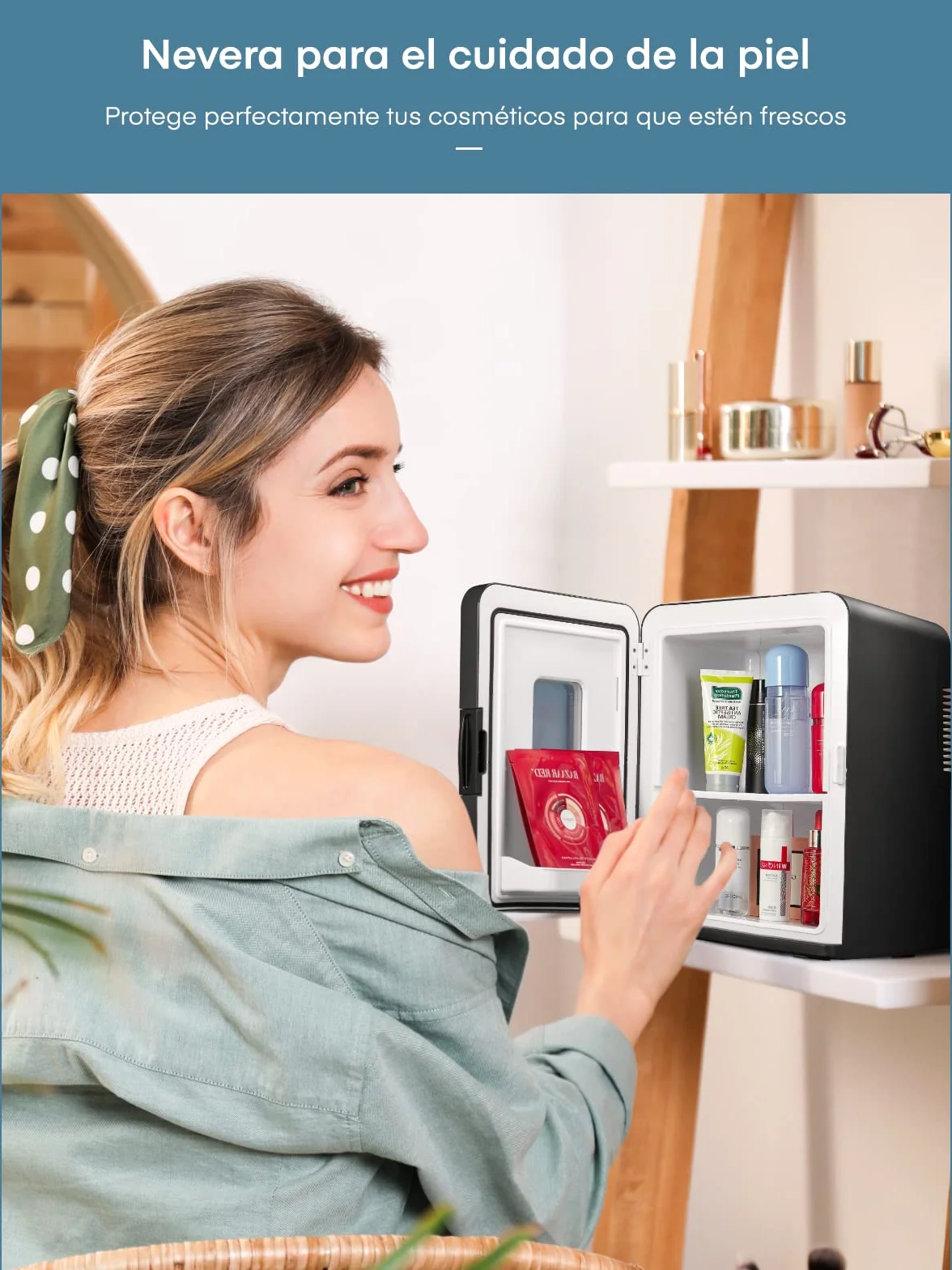 NORTHCLAN Mini Nevera Portatil, 15L Mini Frigorifico, 12V/230V, Funciones Enfriar y Calentar, Mini Frigorífico para Coches, Oficinas y Dormitorios, Cosméticos y Cervezas, Modo Max y ECO, Negro
