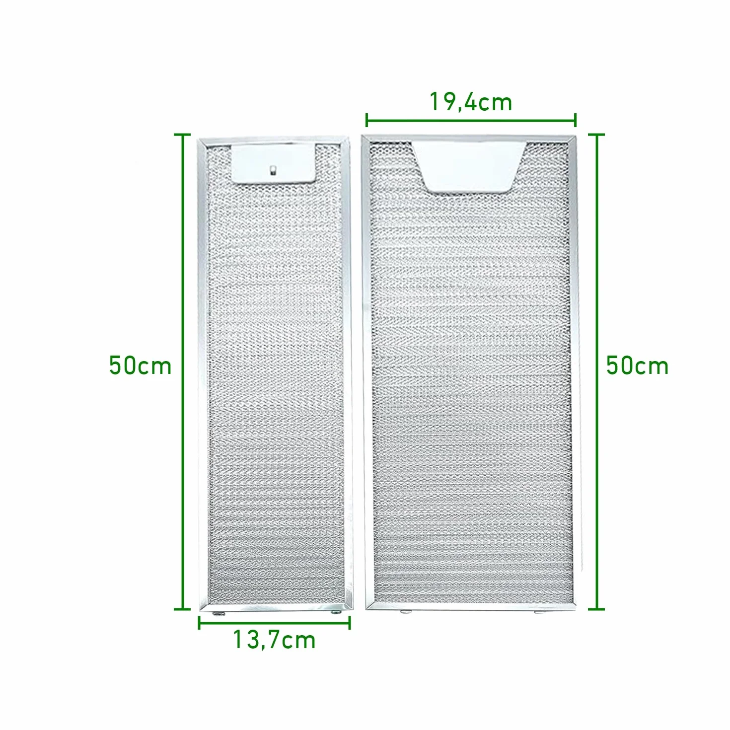 ELECTROTODO Set de 2 filtros compatibles con campana extractora TEKA TL1-62 (13,7 x 50,0cm /19,4 x 50,0cm) SOLO VÁLIDO PARA ESA MARCA Y MODELO