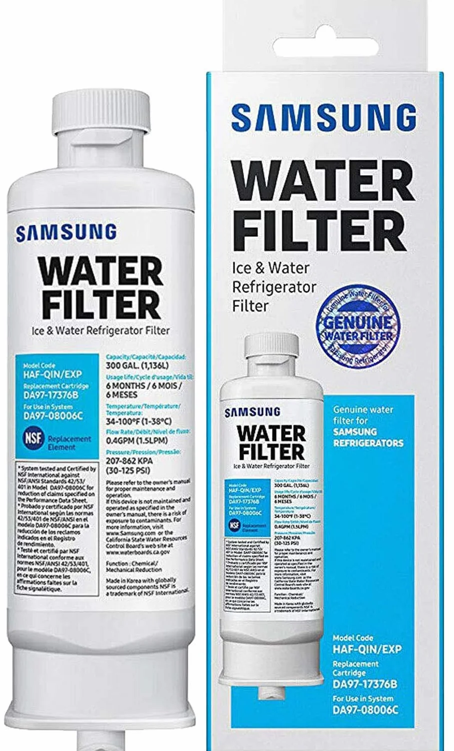 Samsung | 2x Filtro de agua HAFQIN, HAF-QIN/EXP, DA97-17376B, DA97-08006C Water Filter para frigorífico 4 Puertas
