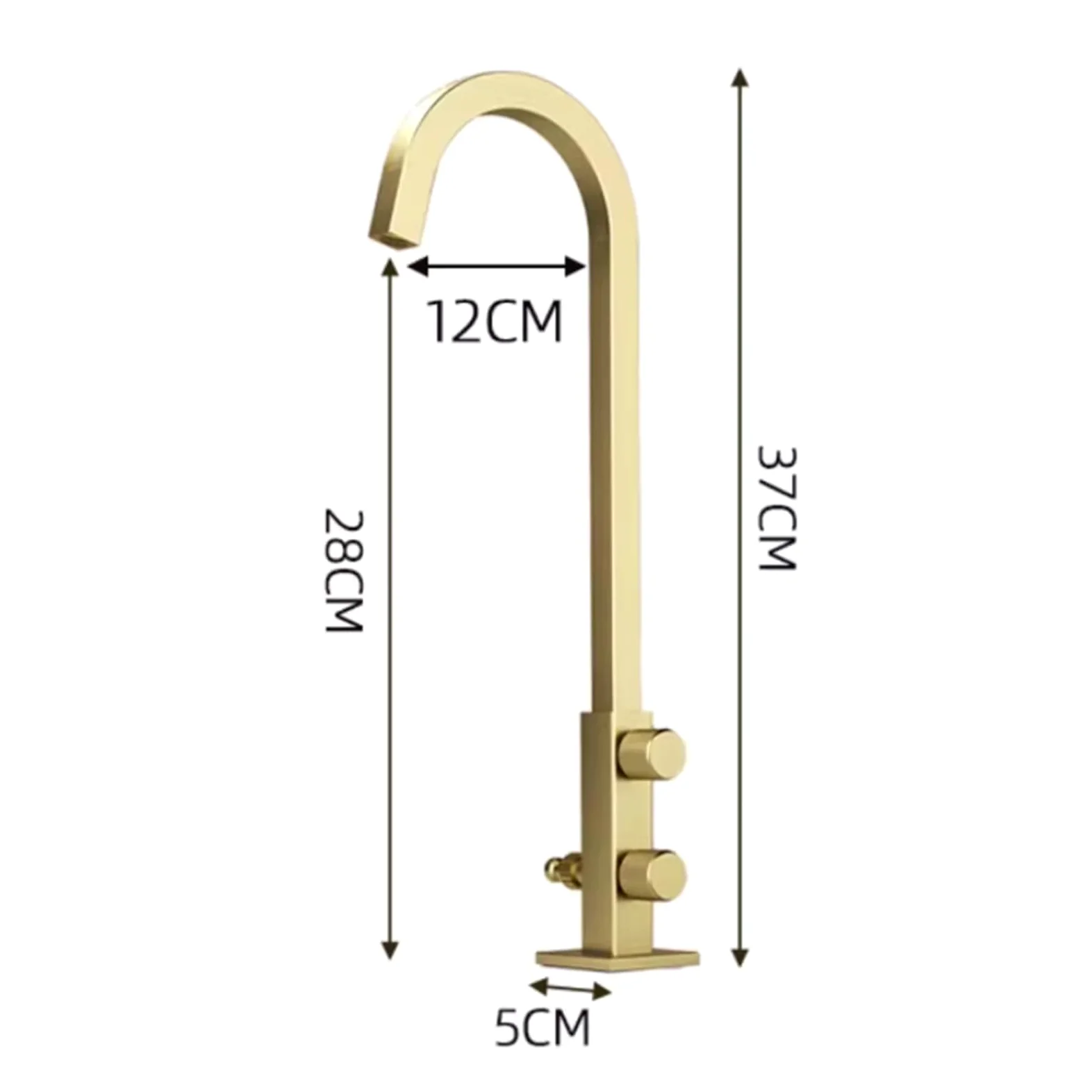 Grifo Fregadero Exterior Solo Agua Fria Alto 37cm Grifo Lavadora Doble Salida 1/2 Grifos De Lavabo Solo Agua Fría,Negro