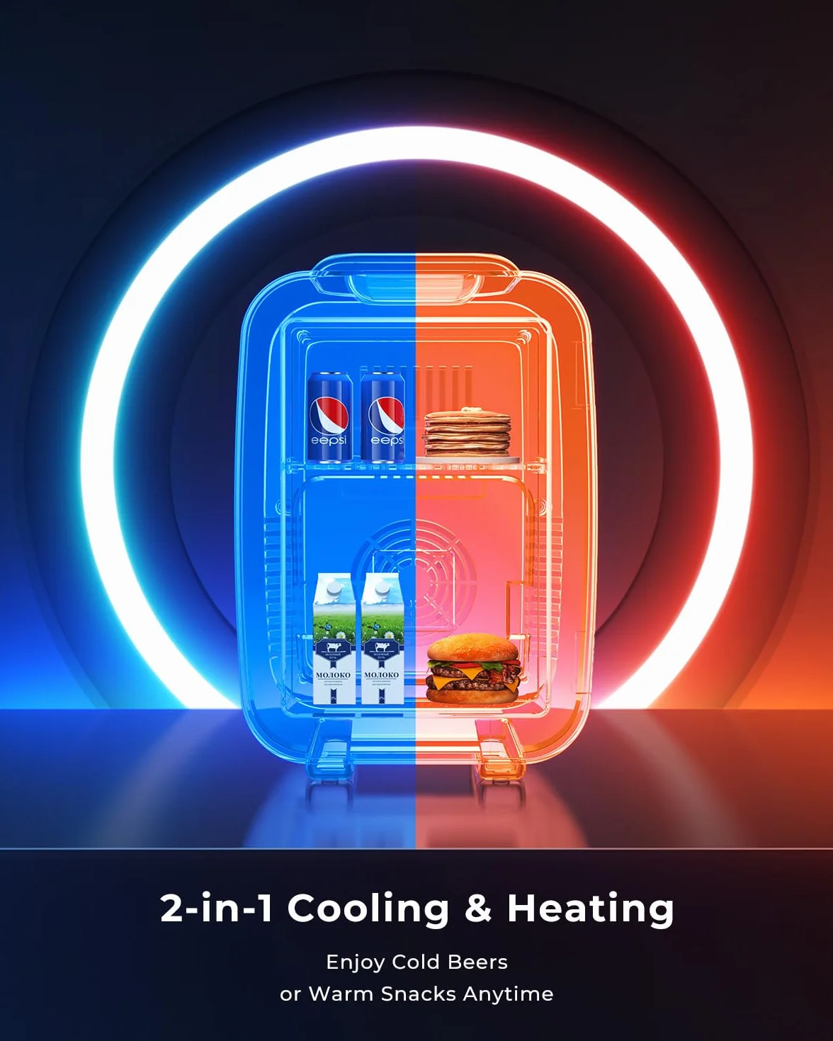 BEICHEN Mini Nevera, 4 L/6 latas, Silenciosa, 7 Modos de Luz RGB, 2 en 1 de Refrigeración y Conservación de Calor para Bebidas y Cuidado de La Piel, Mini Nevera para Gaming, Oficina, Coche (Negro)