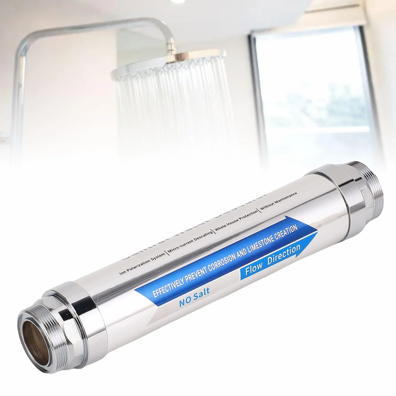 Cocoarm Ablandador de Agua, Descalcificador de Agua de Acero Inoxidable, Tecnología Magnética, Evita la Acumulación de Incrustaciones, Diseño Compacto para Uso en Toda la Casa (Acero inoxidable 2)