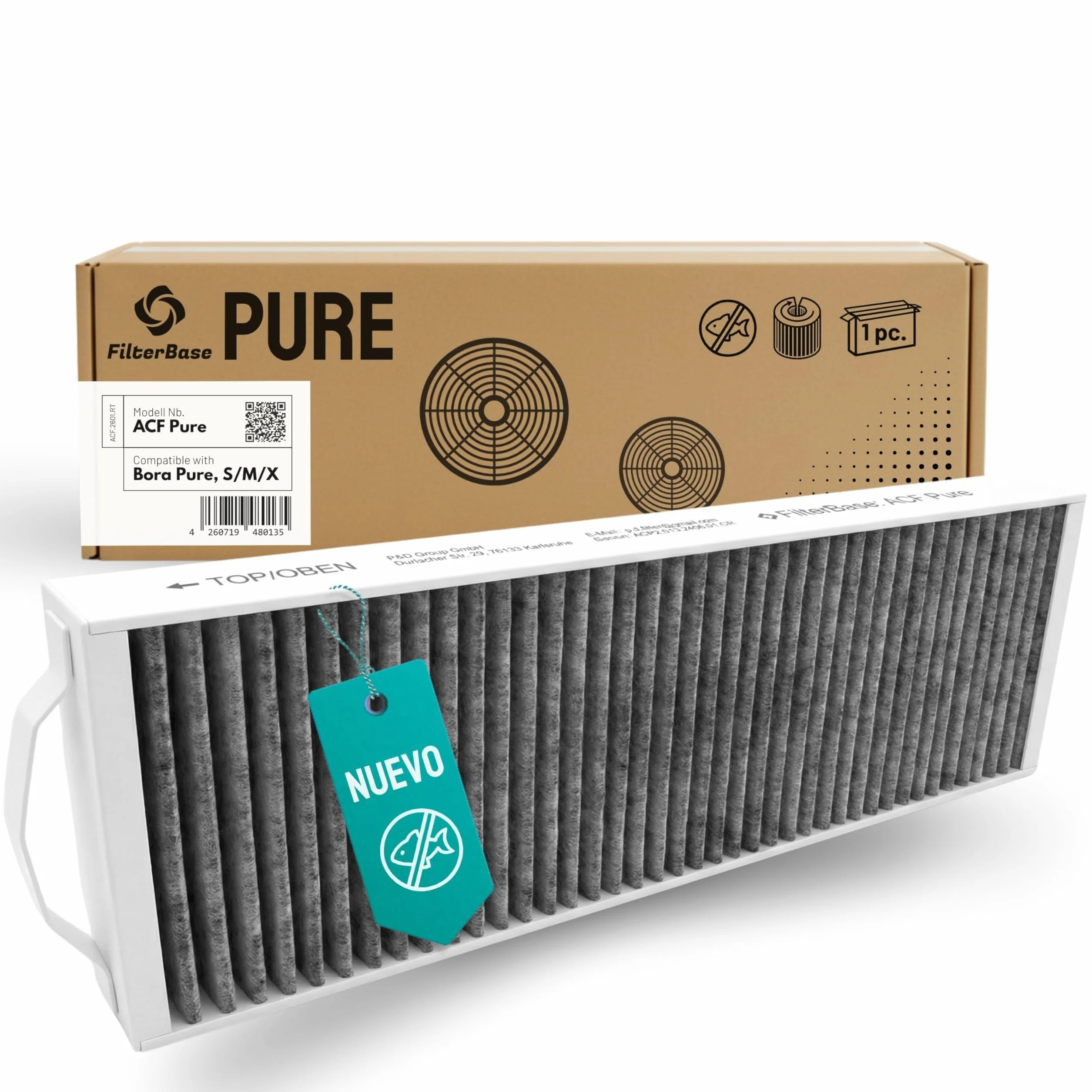 FilterBase® Filtro de carbón activado compatible con el filtro Bora Pure PUAKF | Filtro de carbón para su placa de cocción PURU o PUXU con recirculación de aire