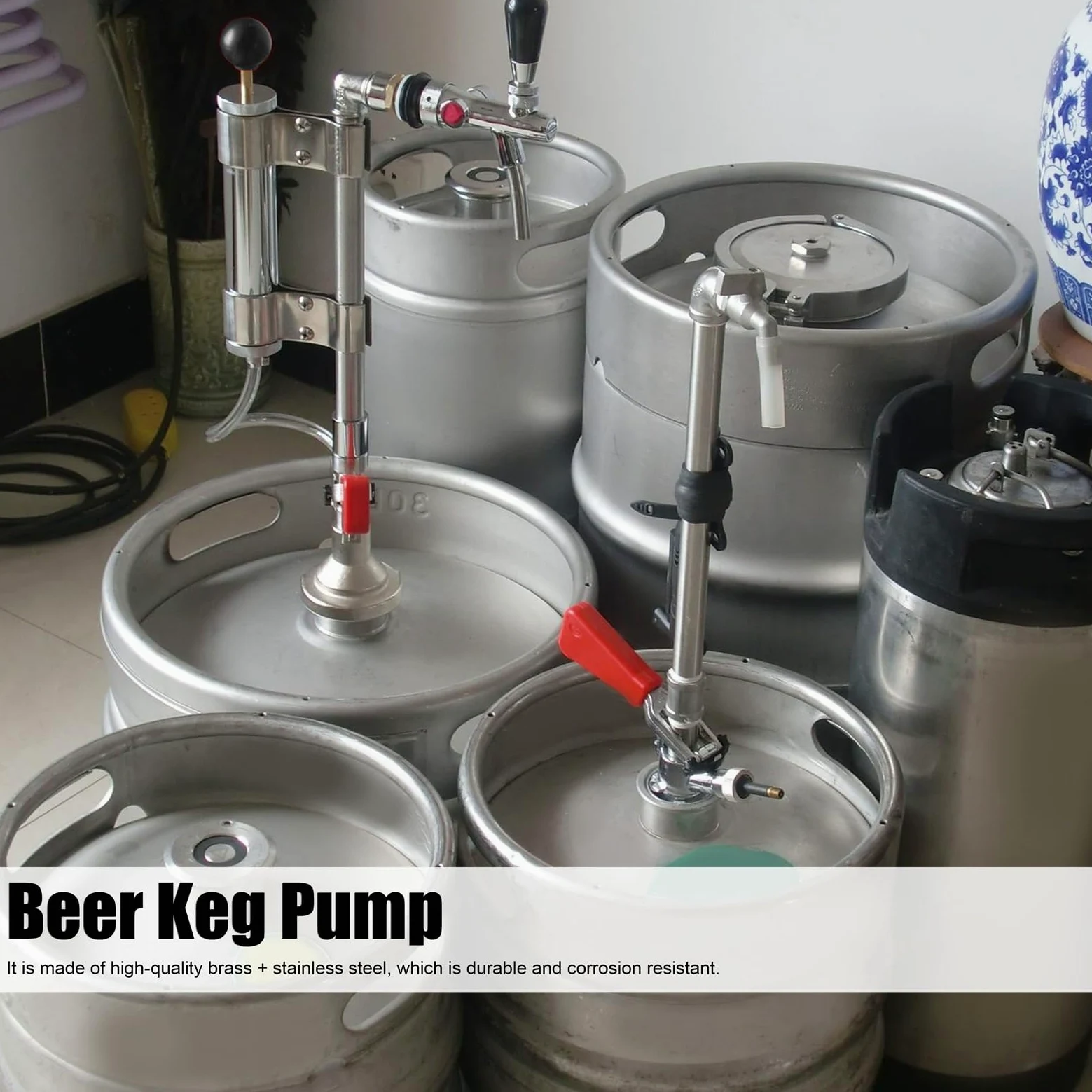 Bomba de Barril de Cerveza Grifo de Barril de Cerveza Grifo de Barril de Cerveza de Acero Inoxidable Bomba de Pary de Barril de Cerveza G5/8 Kit de Bomba de Presión de Barril de Cerveza con Dispensado