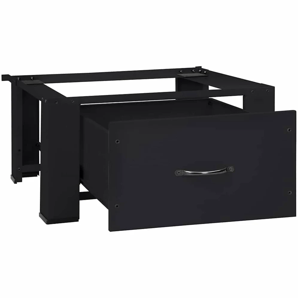 Mangloder - Podio de acero negro para lavadora, 64 x 55 x 32,5 cm, para lavadora y secadora, con patas ajustables para lavandería, baño y sótano