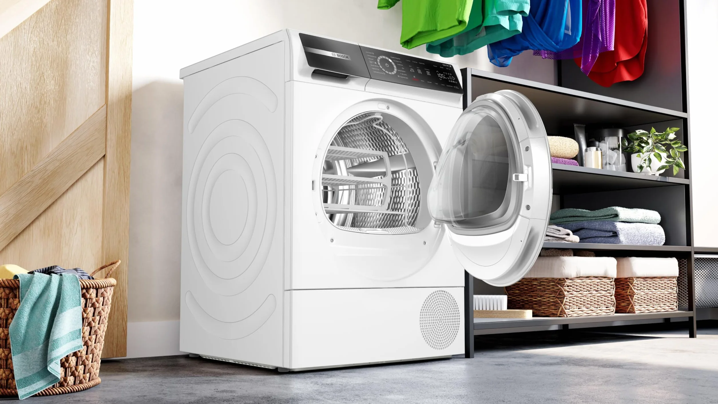 Bosch Secadora con Bomba de Calor, 9 kg, Serie 8, Home Connect, Reverse Drum, AutoDry, Blanco, WQB246C0ES