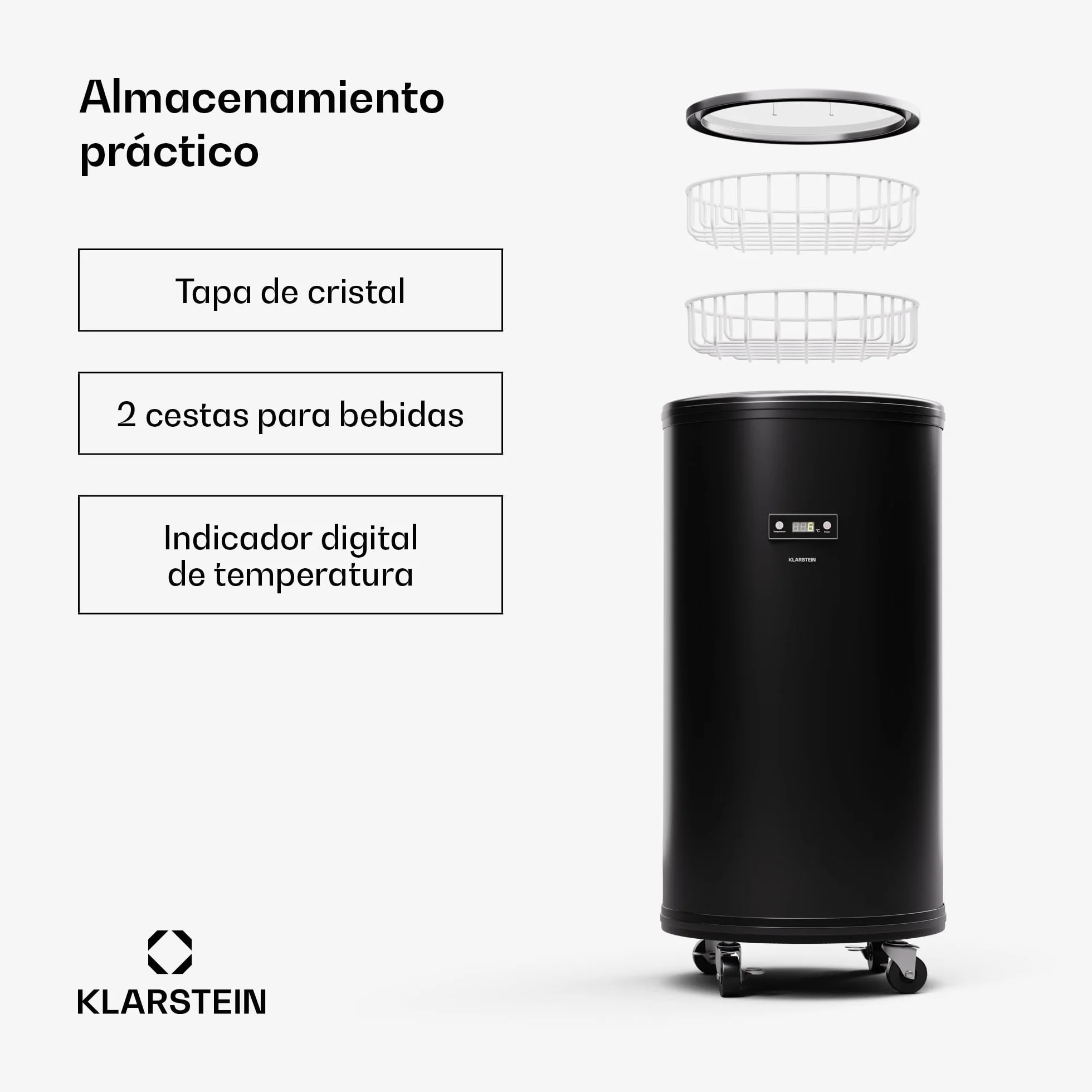KLARSTEIN Beersafe L Nevera con pantalla LED, frigorífico de acero inoxidable, nevera de bebidas interior/exterior, nevera de vino 70 L