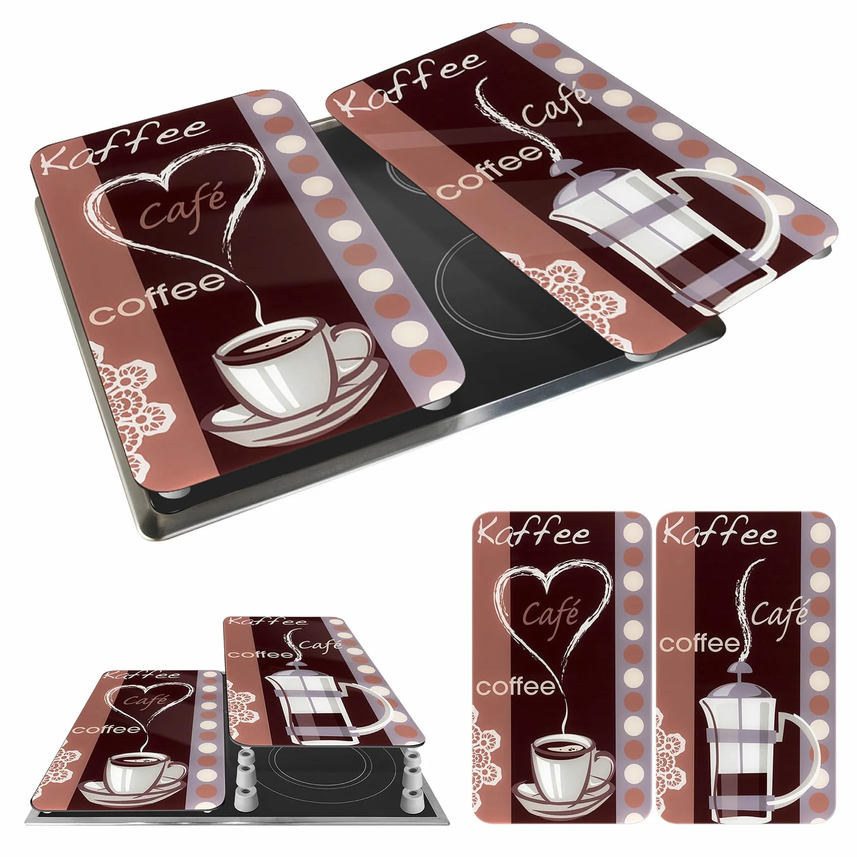 WENKO Placas protectoras para cocina Mod Aroma de café, ajustable en altura para todo tipo de cocinas, tabla de cortar y protector contra salpicaduras, vidrio, 30 x 52 cm, juego de 2