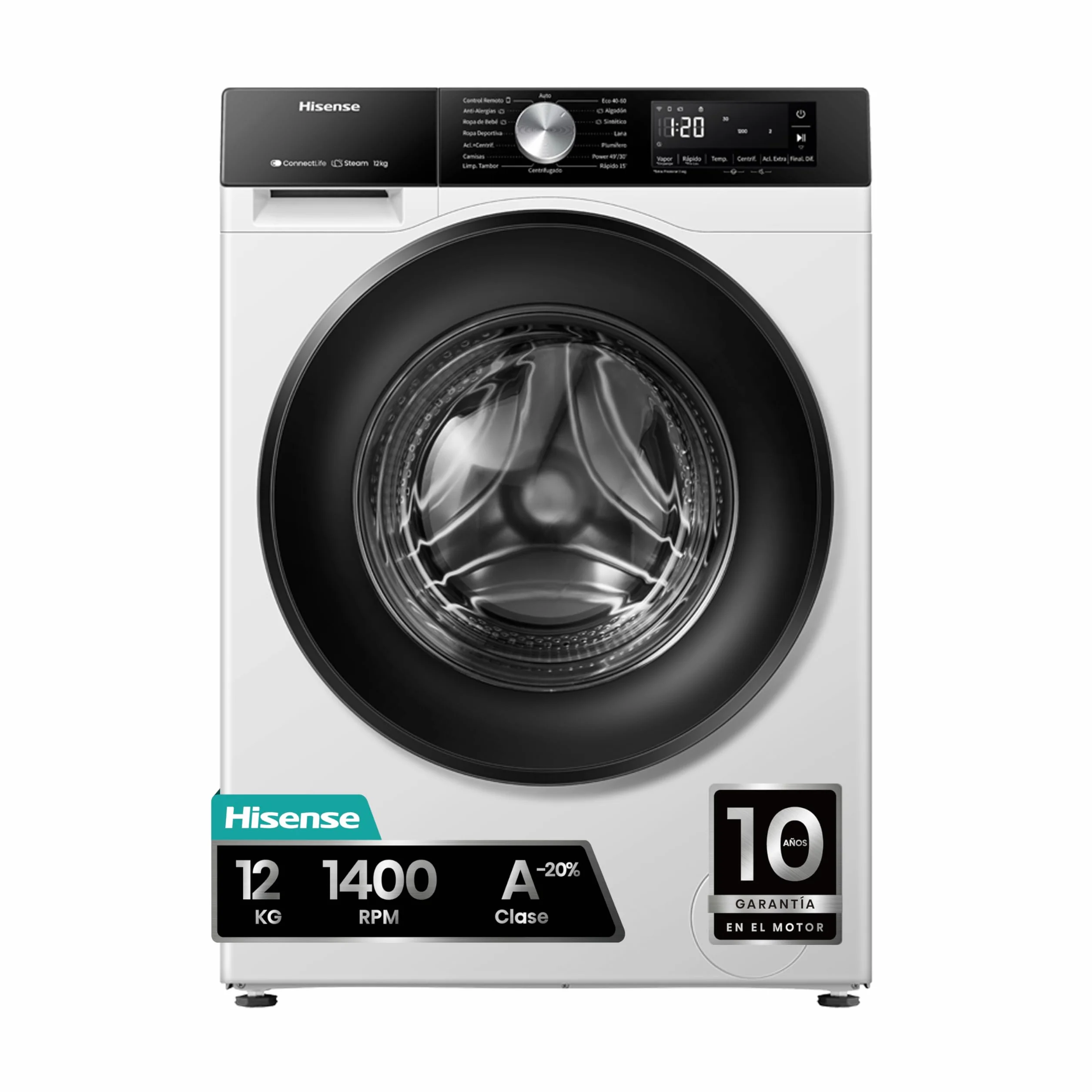 Hisense WF3S1243BW3 Lavadora 12 Kg 1400 RPM 19 Programas PureJet Blanco