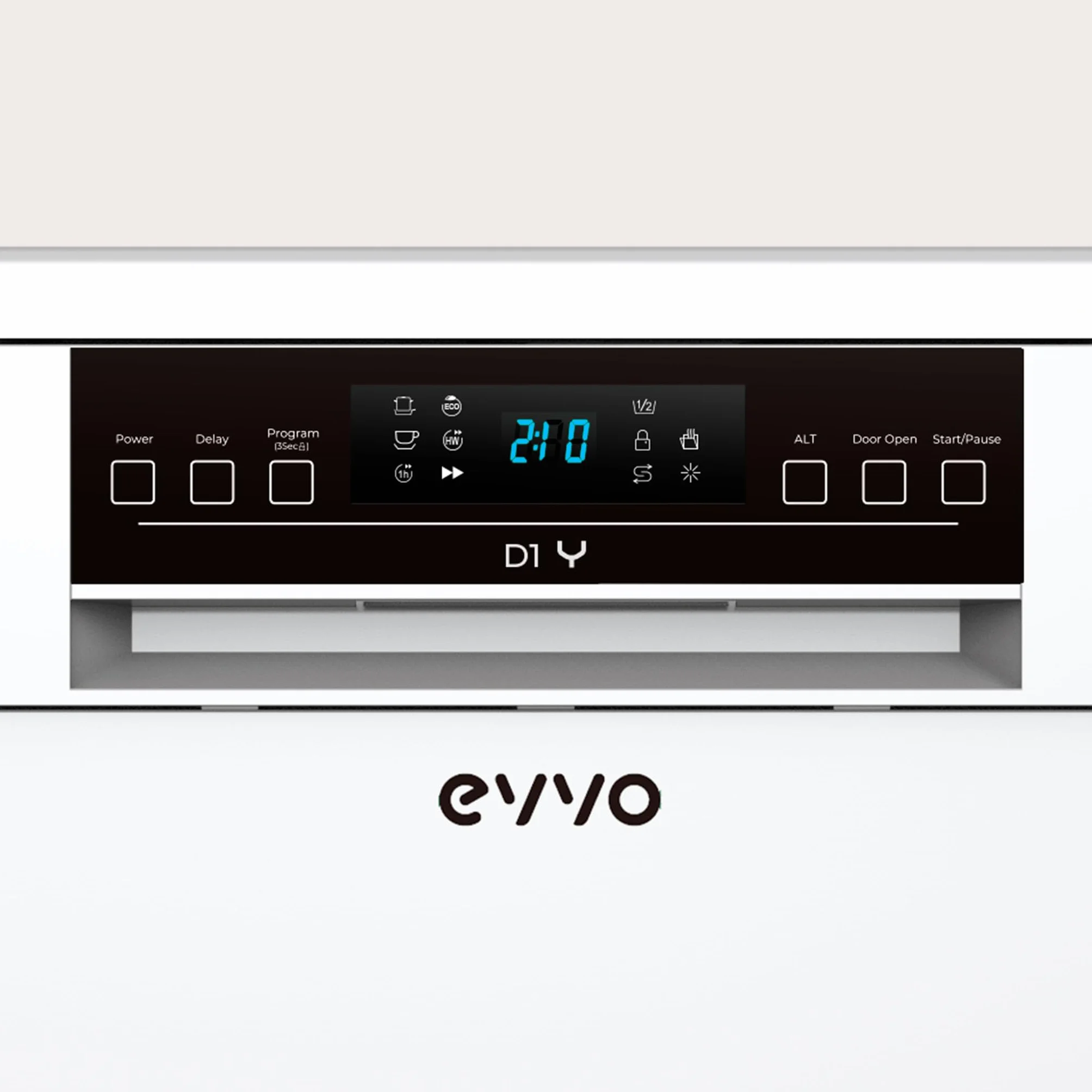 Lavavajillas EVVO D1Y - 60 cm, 13 Servicios, Clase Energética C, 6 Programas, Funcionamiento Silencioso, Apertura Automática, Media Carga, Inicio Diferido 24h, Bloqueo Infantil
