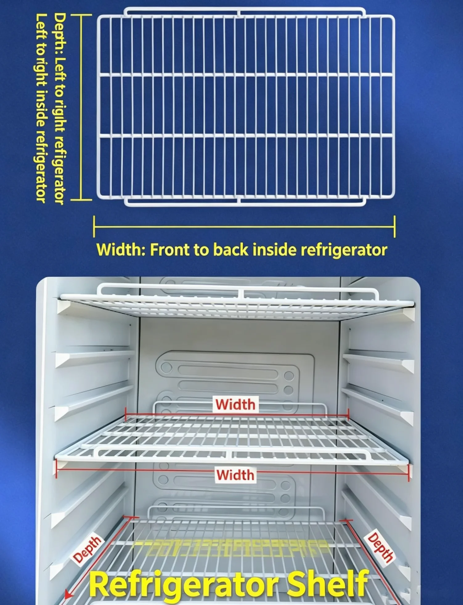 Separador de estantes for frigorífico con barandillas de 2 cm de altura | Múltiples tamaños, rejilla anticaída para frigorífico y vitrina refrigerada(60X40cm/23.6X15.7in)