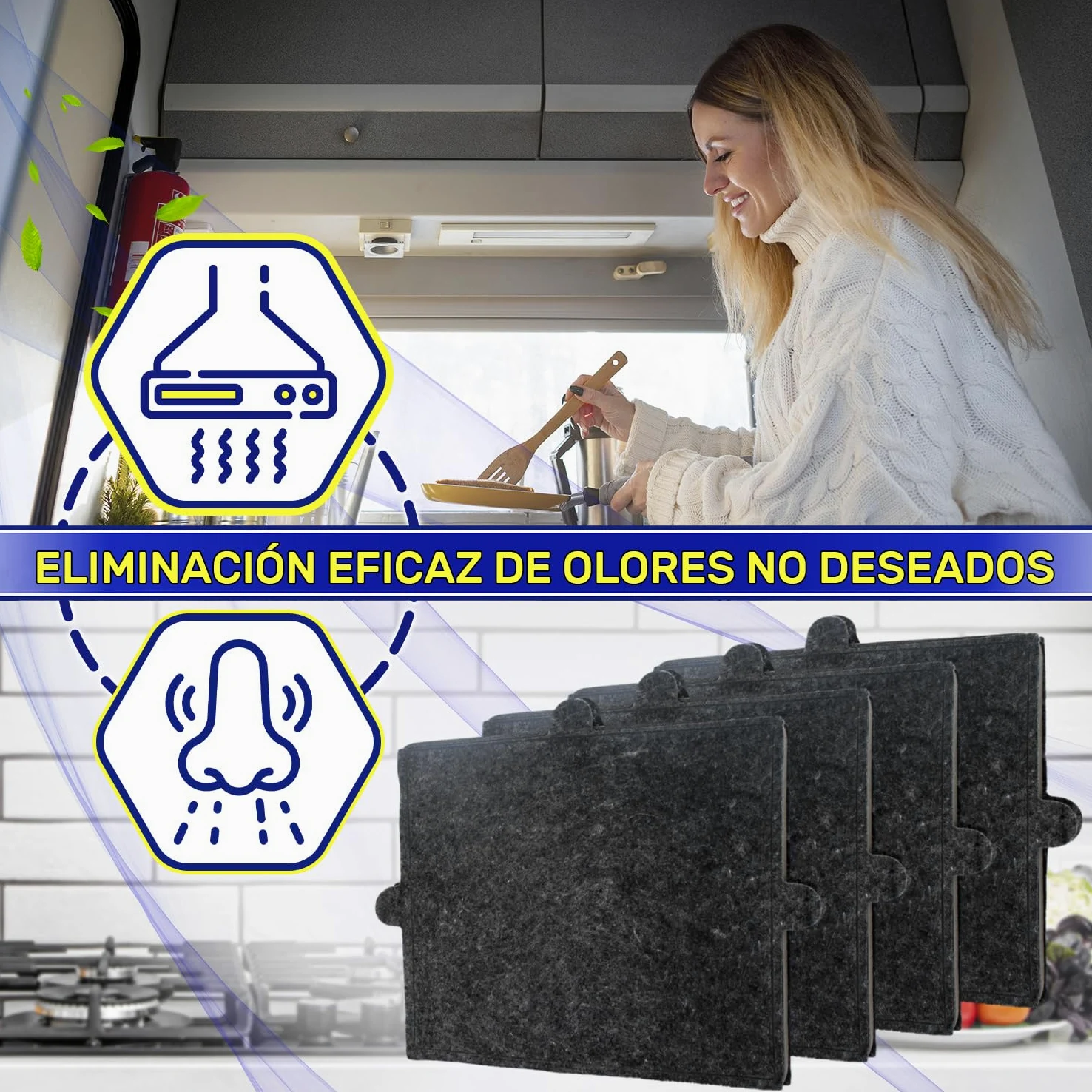 4 Piezas Filtro Carbon Activo para Campana Extractora modelos DKF12-1 DKF121 288x242x20 mm con Código Original 06228731 para Miele - MONTERAL