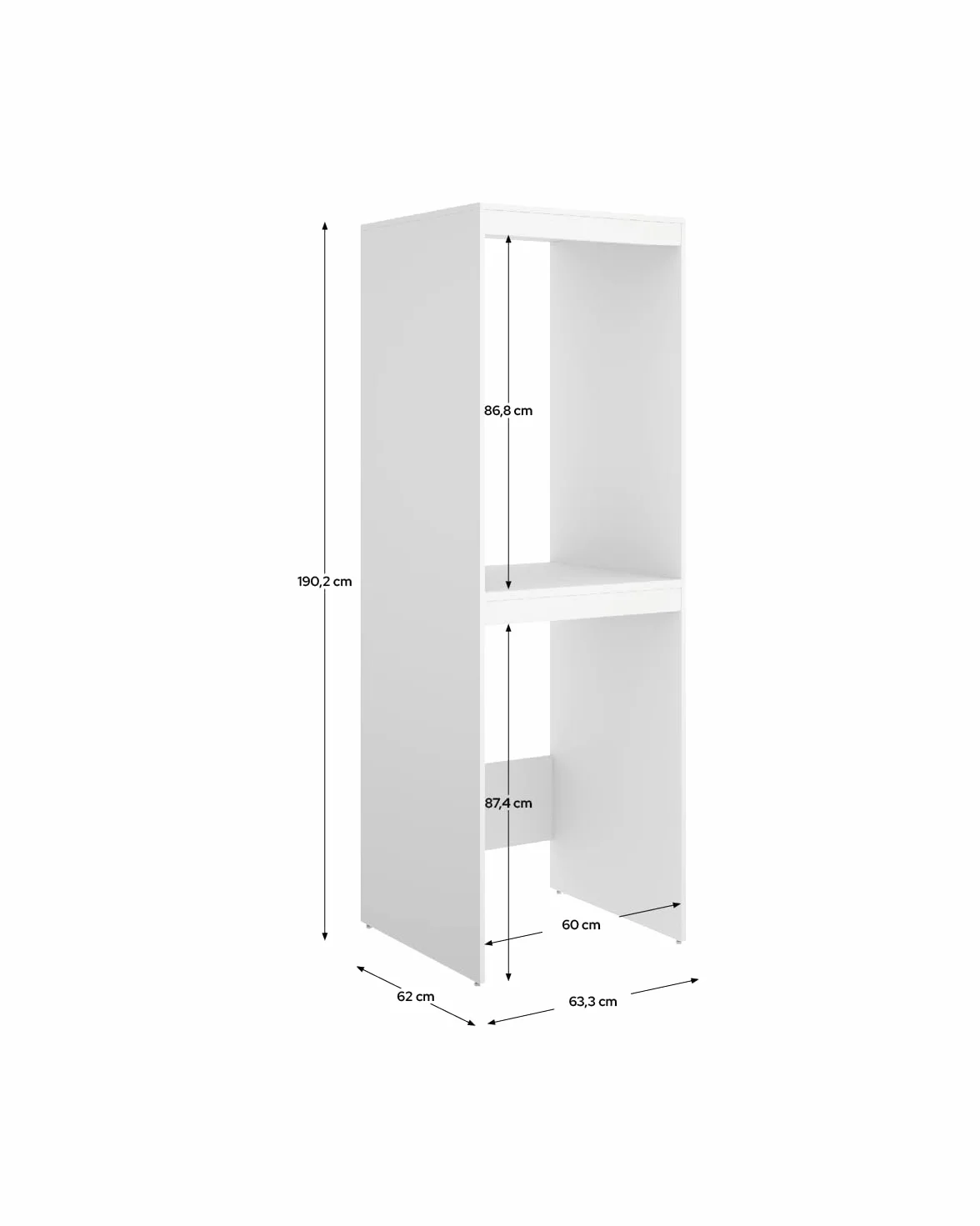 DEKIT - Mueble Alto para Lavadora/Secadora 190x63,3x62cm - Blanco