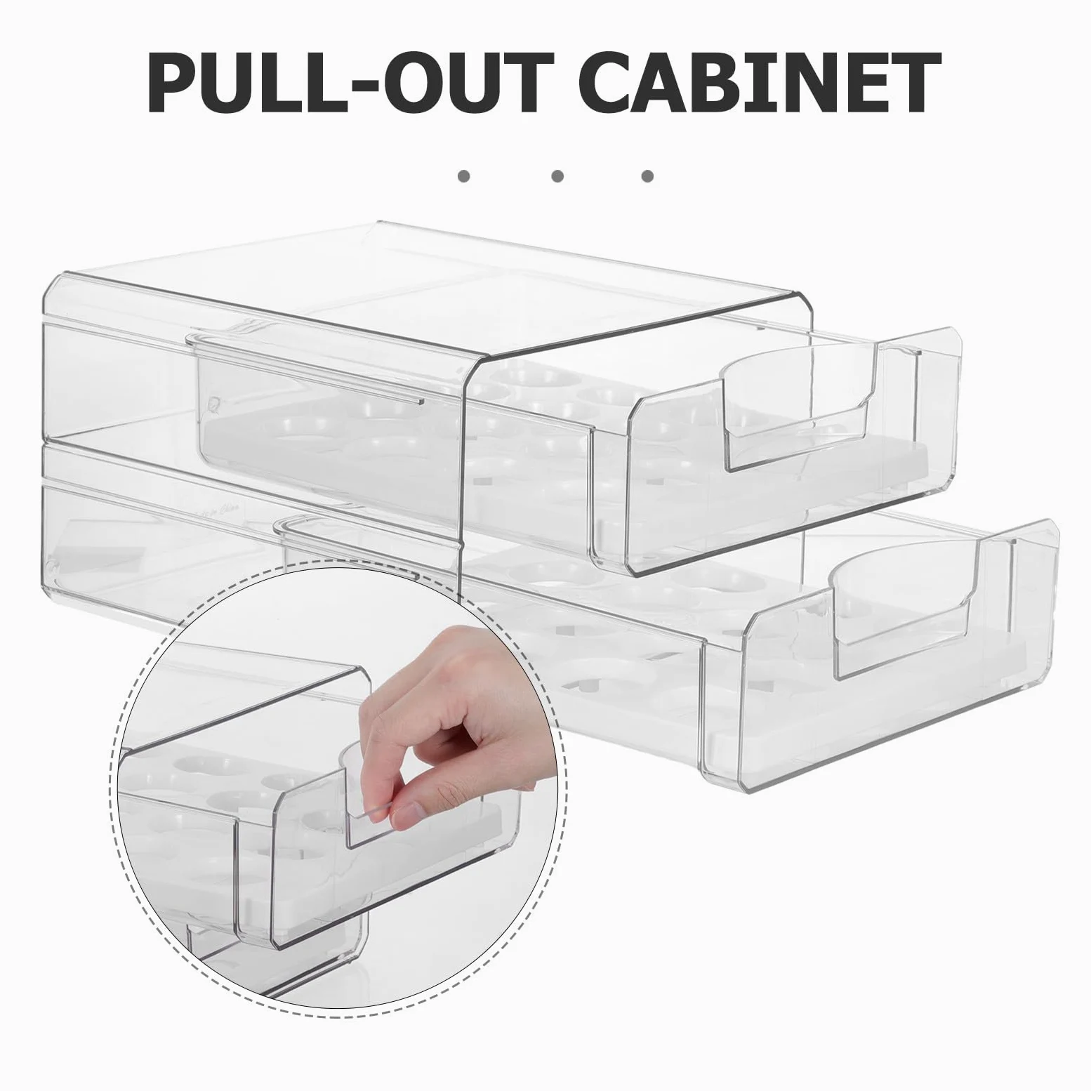 Huevera Transparente para Refrigerador de Plástico 2 Cajones, 32 Huevos | Doble Capa Orificios, Apilable y Deslizable, para Cocina y Frigorífico