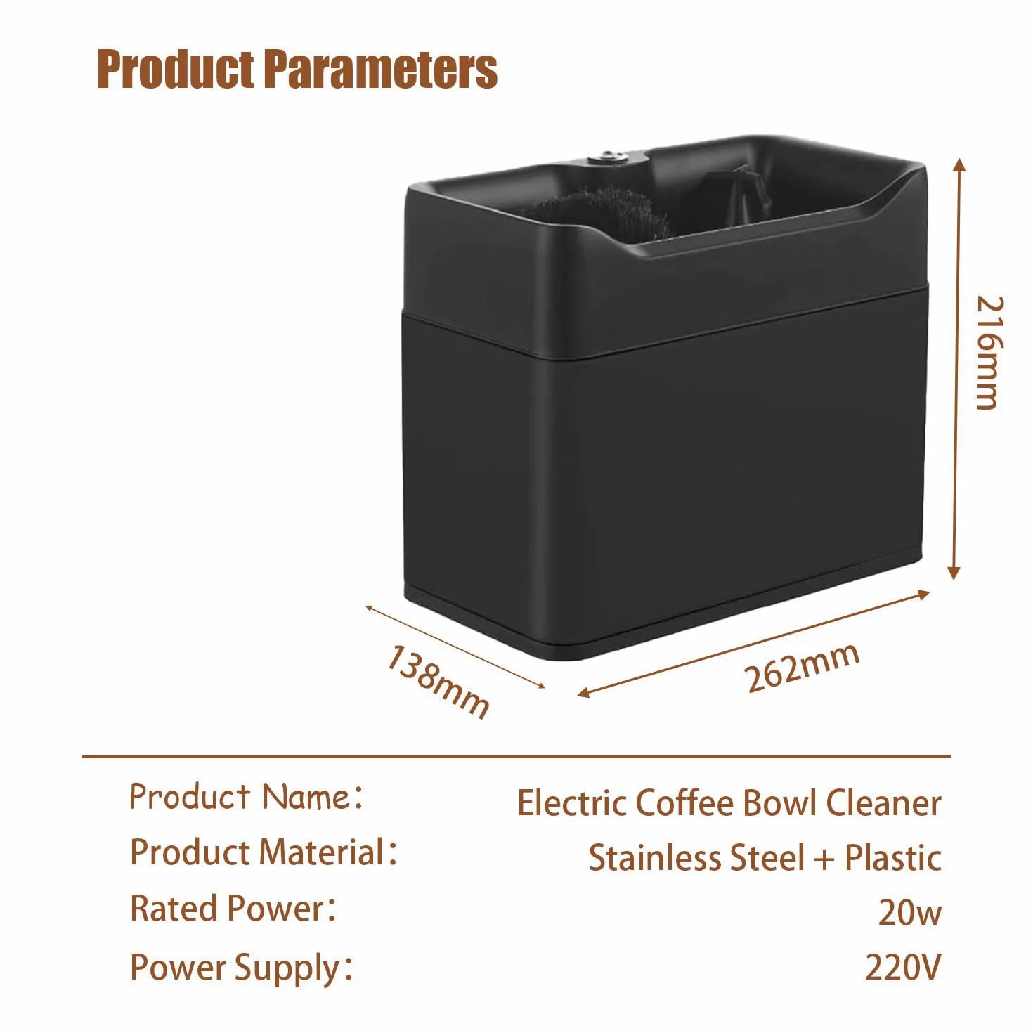 Limpiador eléctrico portafiltros 340 RPM Acero Inoxidable para cafeterías, Bares y cocinas White