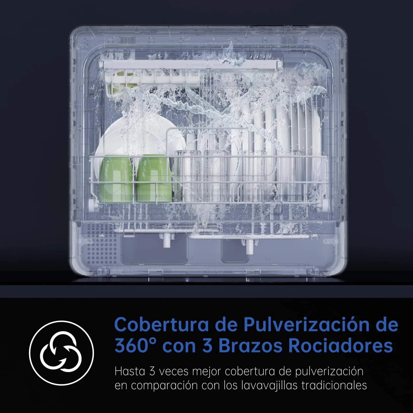 AIRMSEN Lavavajillas Portátil Pequeño 7+2 Programas Sal Absoftante Depósito 5L Control Táctil Pantalla LED Blanco