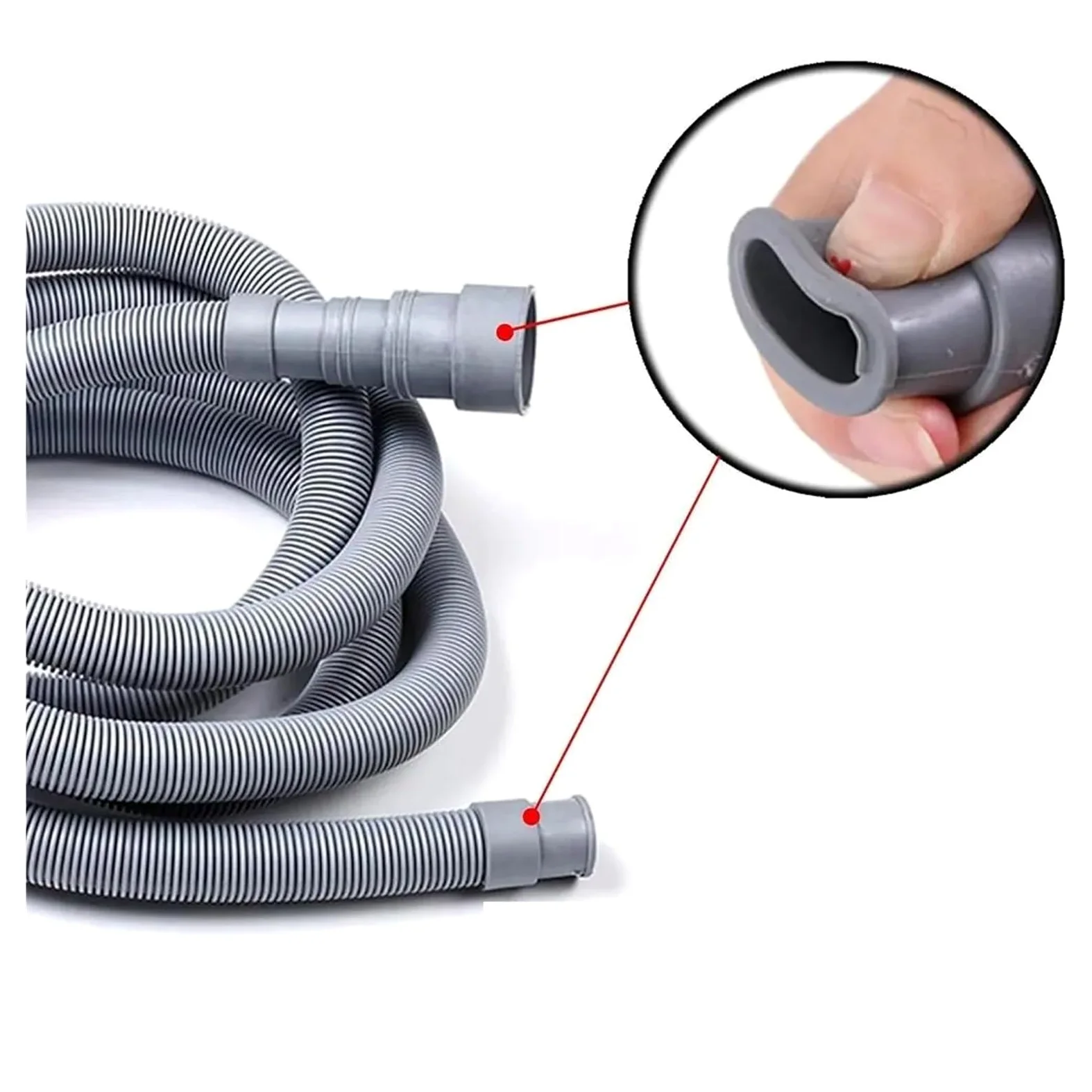 Manguera de drenaje de lavadora, Manguera De Drenaje Universal for Lavadora - Tubo Flexible Gris(300cm)