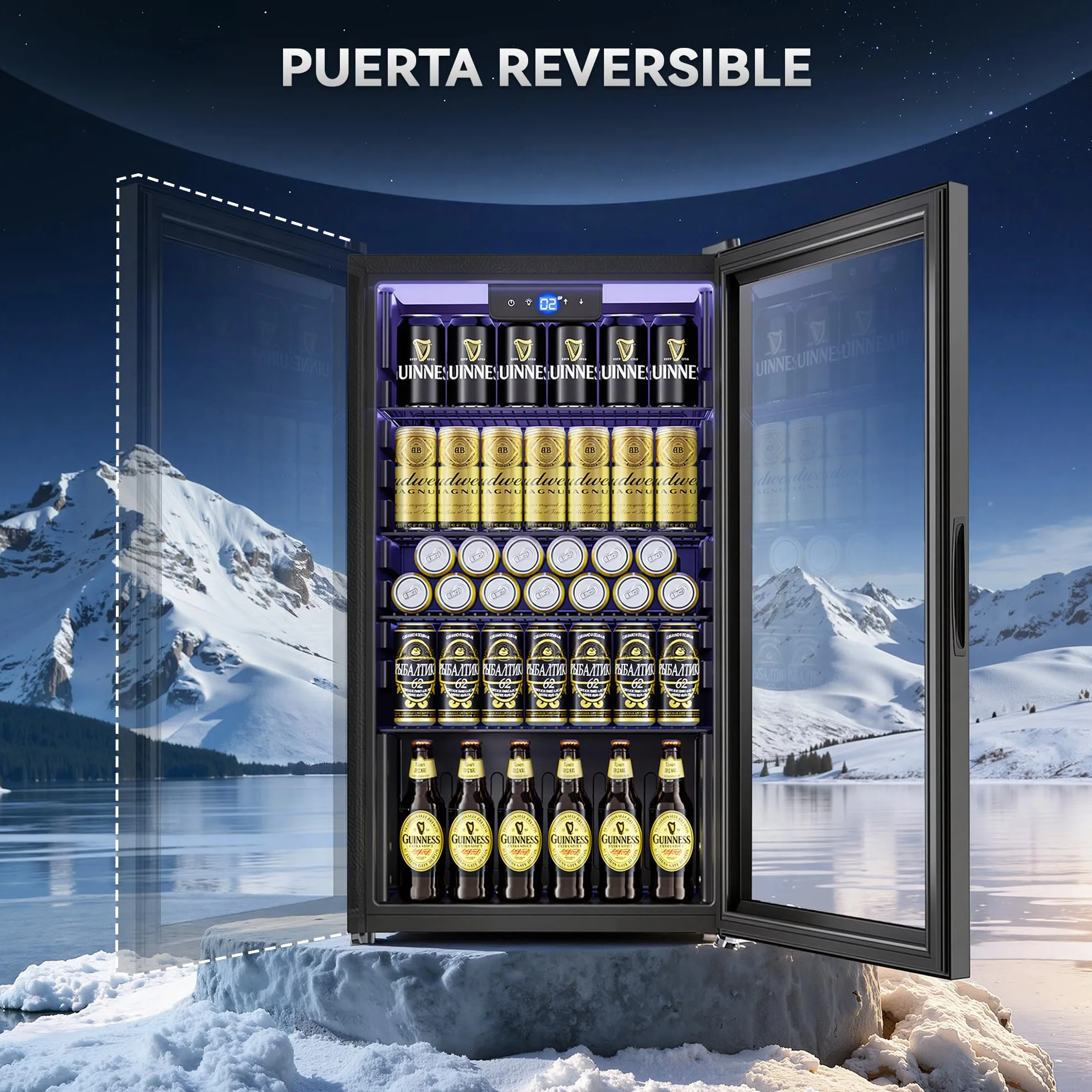 TRIUMPHKEY Frigorífico para Bebidas 86L con Puerta de Cristal, Mini Nevera para Bebidas con 4 Estantes Ajustables, Capacidad para 130 Latas, Ideal para Cerveza, Refrescos, Hogar, Bar y Oficina
