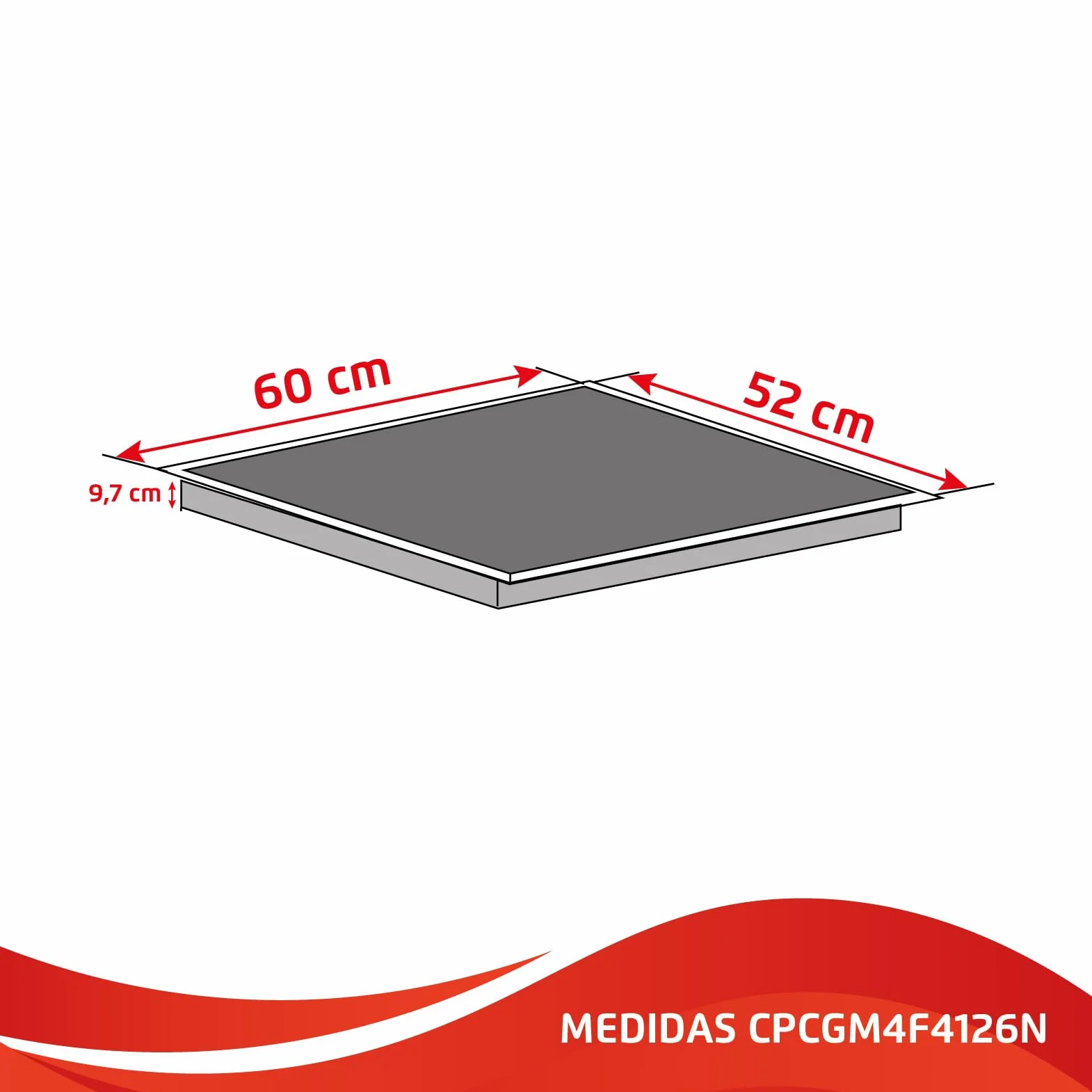 Corberó - Placa Gas Cristal LUX | CPCGM4F4126N | 4 Zonas | Potencia 8.05kW | Autoencendido | Zona WOK | Capa protección Clean + | Desconexión Automática | Cristal Negro