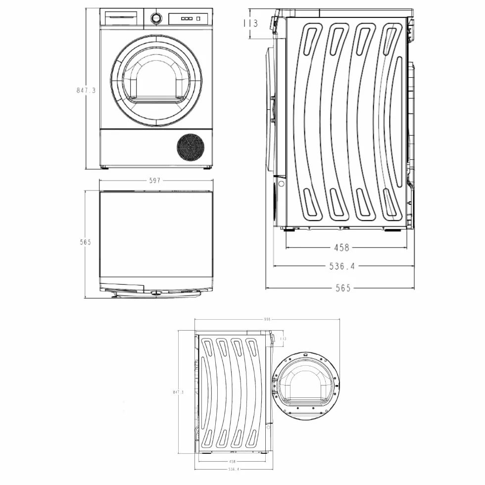 Svan Secadora de Bomba calor 8Kg Carga Frontal Blanco SSB800A2DB. 1000W, 15 Programas, Función Antiarrugas, Display LED manual, Eficiencia Energética Clase A++ [Clase de eficiencia energética A++]