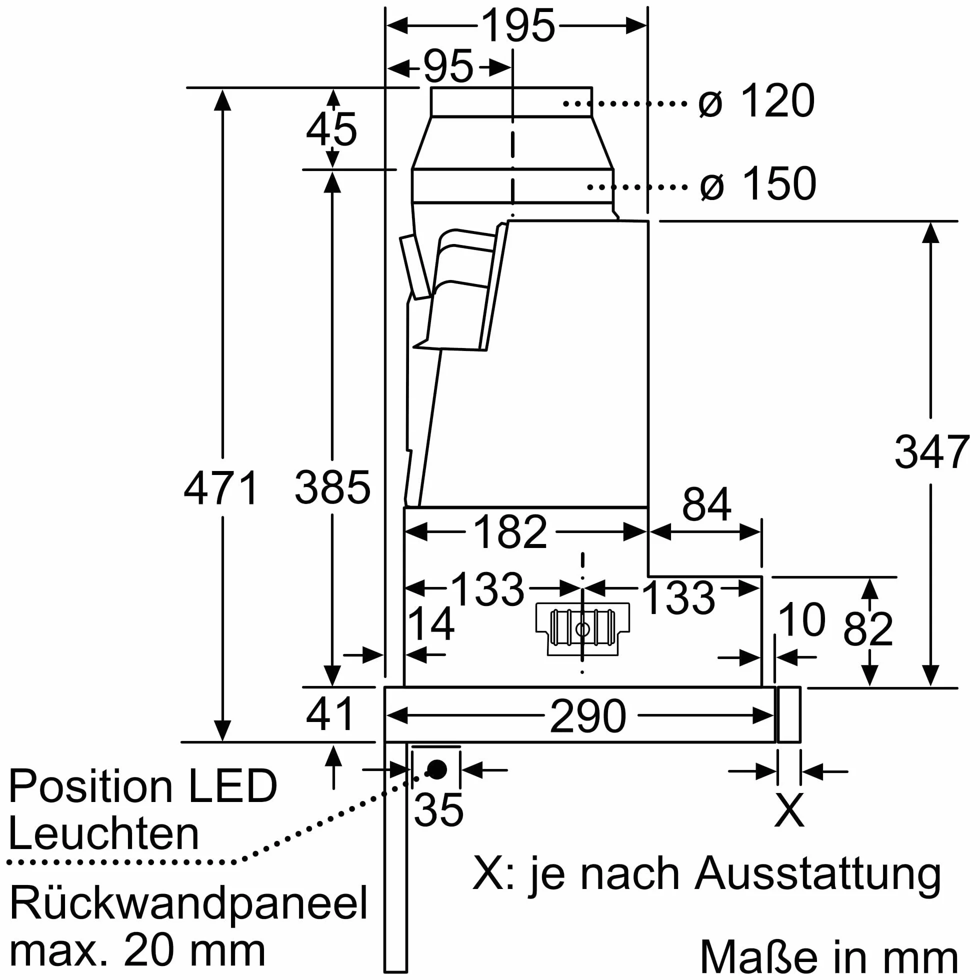 Bosch DFR067A52 Serie 4 - Campana de pantalla plana, 60 cm de ancho, circulación y salida de aire, fabricado en Alemania, motor EcoSilence Drive silencioso y eficiente, iluminación LED uniforme,
