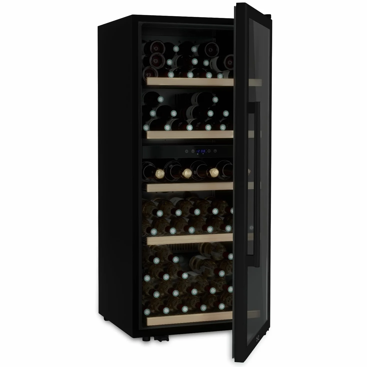 LES PETITS CHAMPS Vinoteca 91 botellas CAVCDB91 edición Negra, 204L de capacidad, 2 zonas de temperatura, elegante diseño en acero inoxidable, regulación de temperatura de 5°C a 18°C