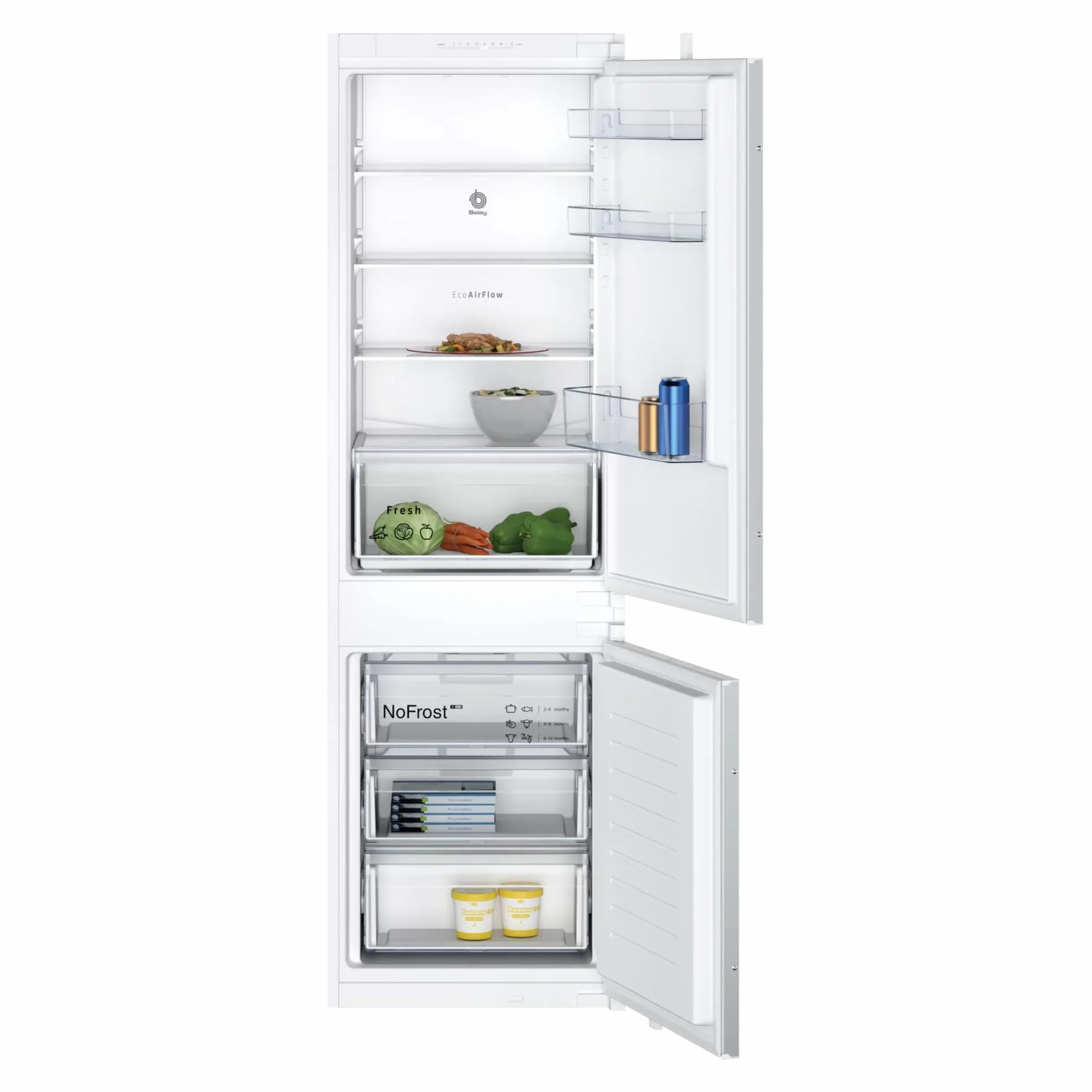 Balay - Frigorífico Combi Integrable, Puerta Deslizante, NoFrost, Cajón Fresh, 260 litros, 3KIE712F