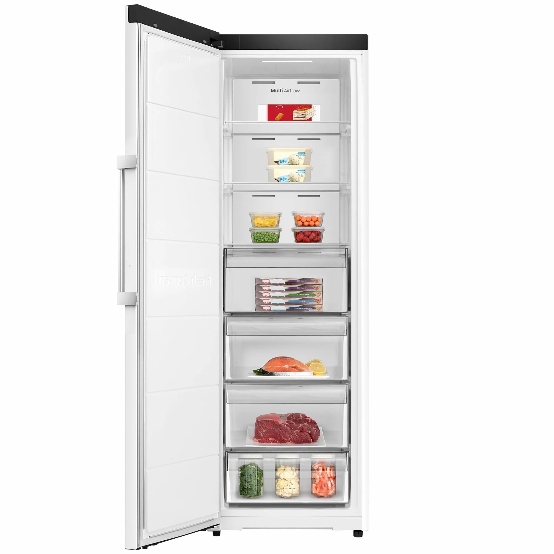Hisense FT3K310SEWE1 - Congelador Una Puerta Total No Frost Kitchen Fit, 312L, 186cm, Ventilación Inferior, Congelamiento Rápido, Tirador de Apertura Fácil, Apertura de Puerta 90º, WiFi, Blanco