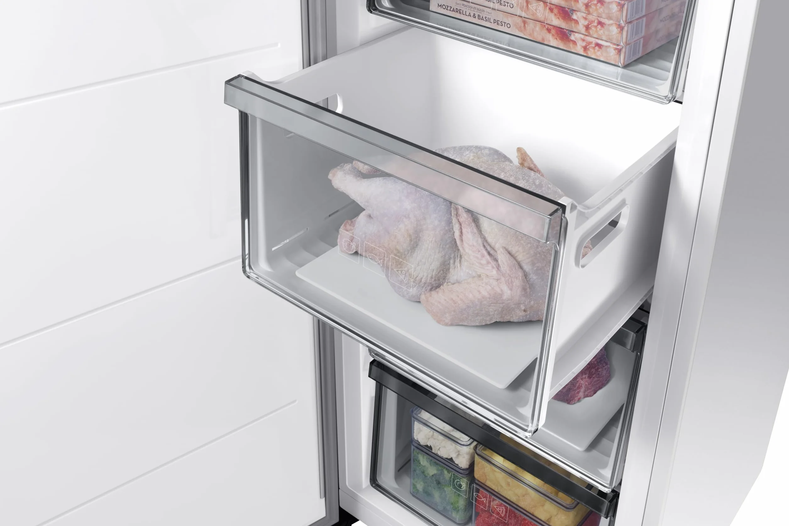 Samsung Congelador Vertical 186cm, 323L, Clase E, Color Blanco, SmartThings, AI Energy Mode, Tecnología SpaceMax™ - RZ32C7ADEWW/EF [Clase de eficiencia energética E]