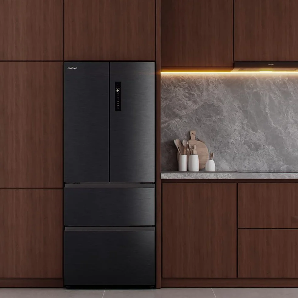 Cecotec Frigorífico Puerta Francesa Total No Frost Bolero CoolMarket F2D 403 Inox E, Extra Capacidad Max 403 L, Alto 176 cm y 70 cm Ancho, Cajón FreshNessFlexHub, Compresor Inverter, ATT Antibacterias