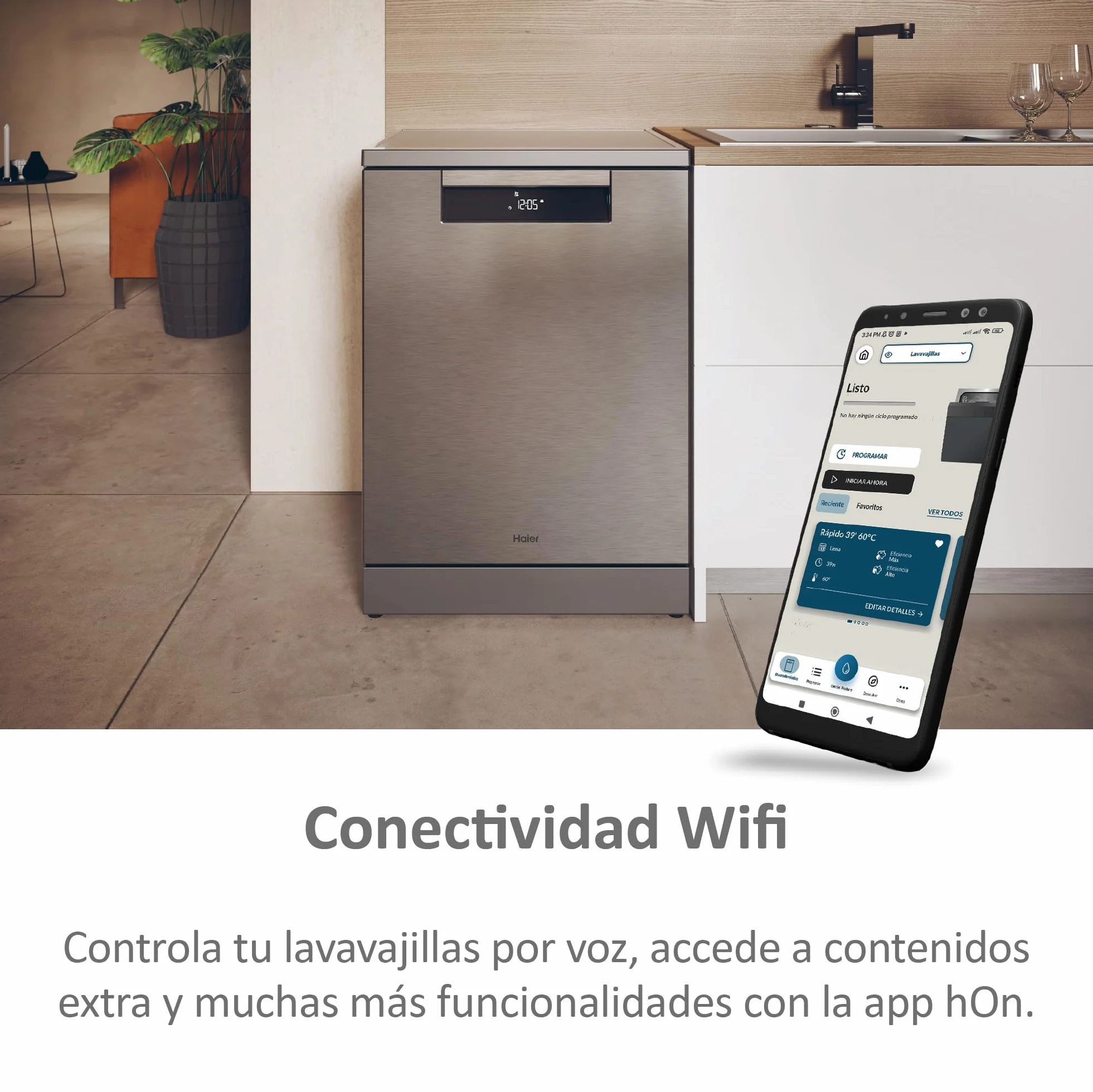 Haier I-Pro Shine Serie 3 XF 5C4M1X Lavavajillas Independiente 60cm, Motor Inverter, 15 Cubiertos, WIFI, 44dB, Inox